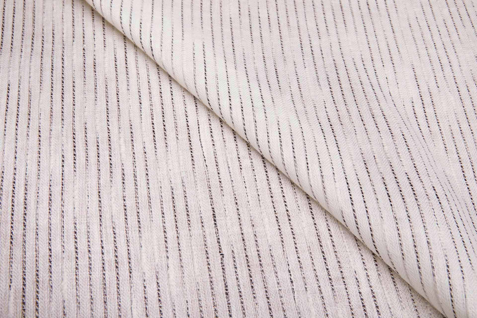 Slubby Cotton and Linen Stripe - Ivory and Black fabric