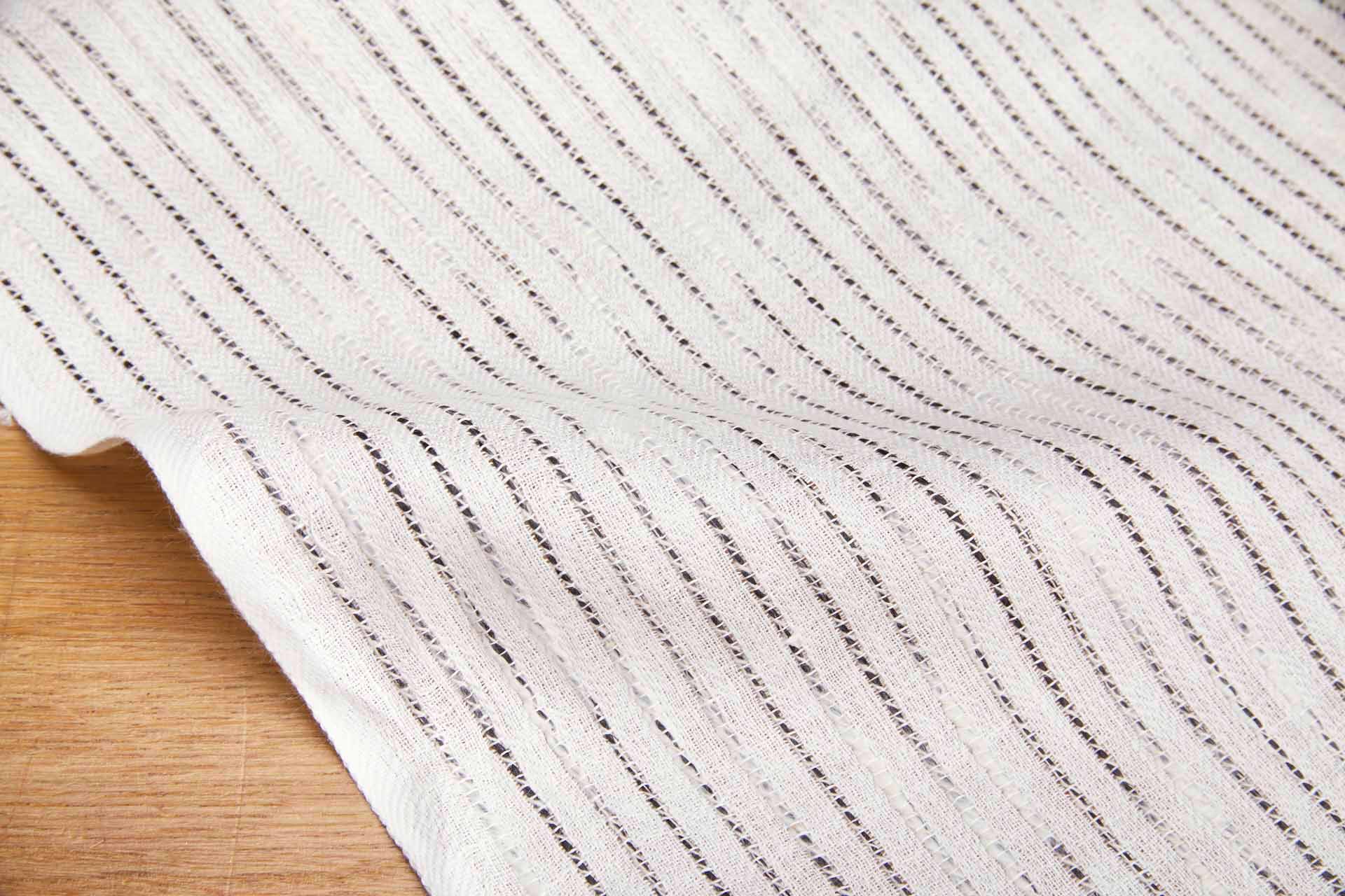 Slubby Cotton and Linen Stripe - Ivory and Black fabric, image 4 of 7