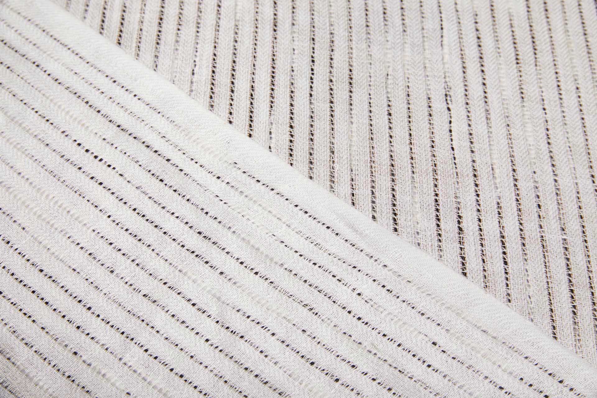Slubby Cotton and Linen Stripe - Ivory and Black fabric, image 5 of 7
