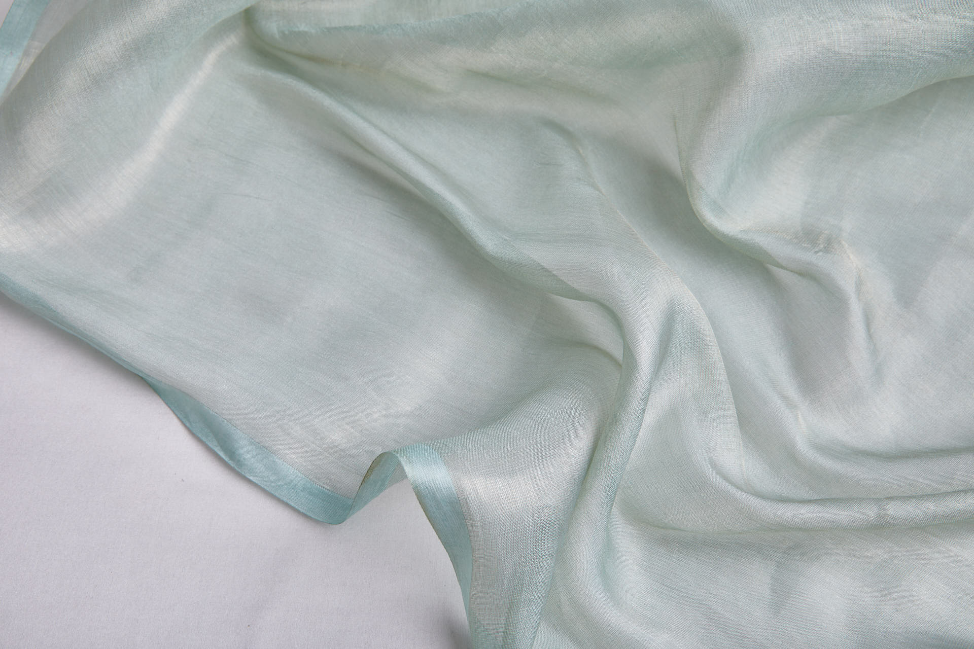Silk Metallic Chiffon - Mint/Silver fabric, image 4 of 12