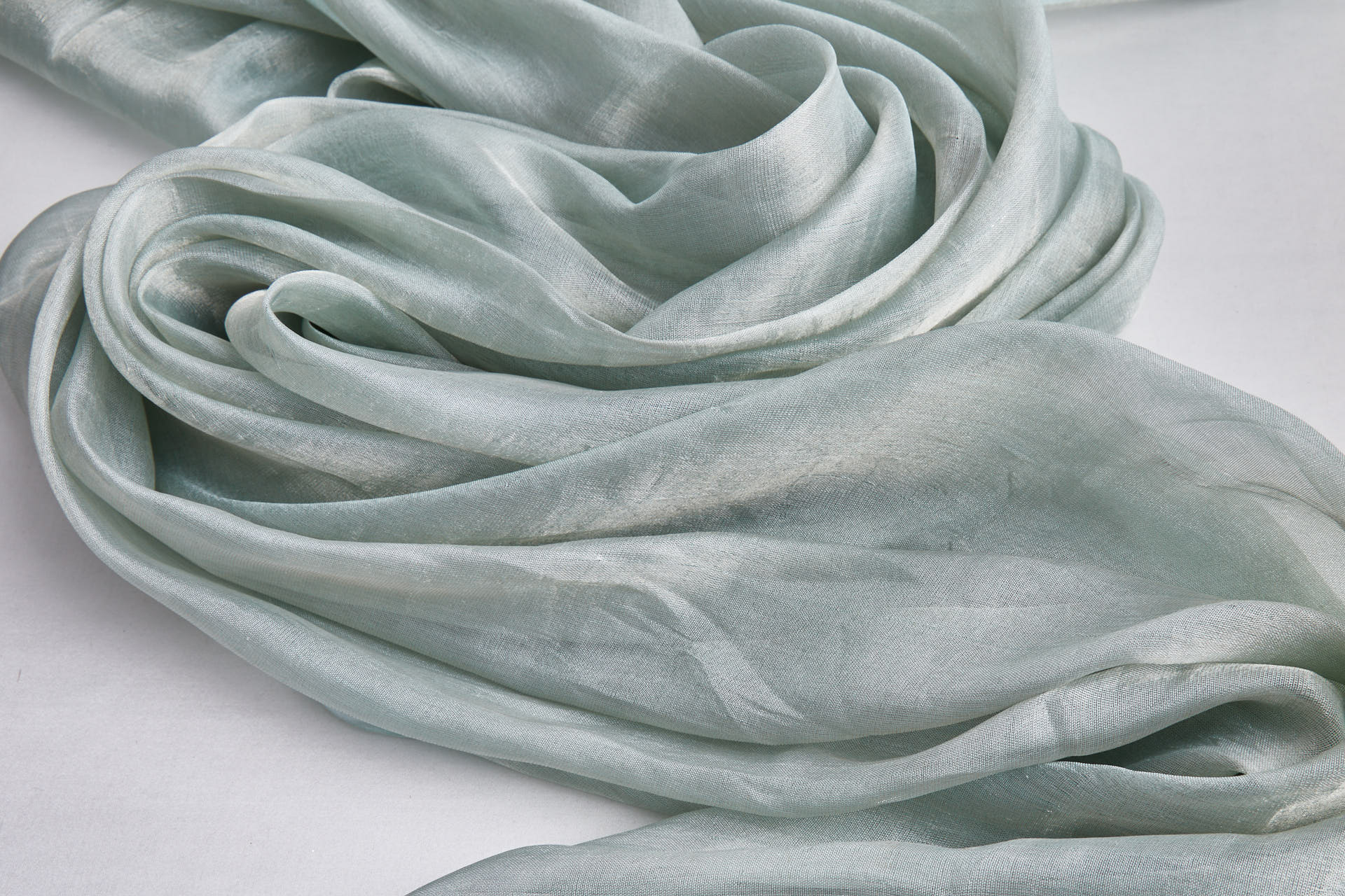 Silk Metallic Chiffon - Mint/Silver fabric, image 2 of 12