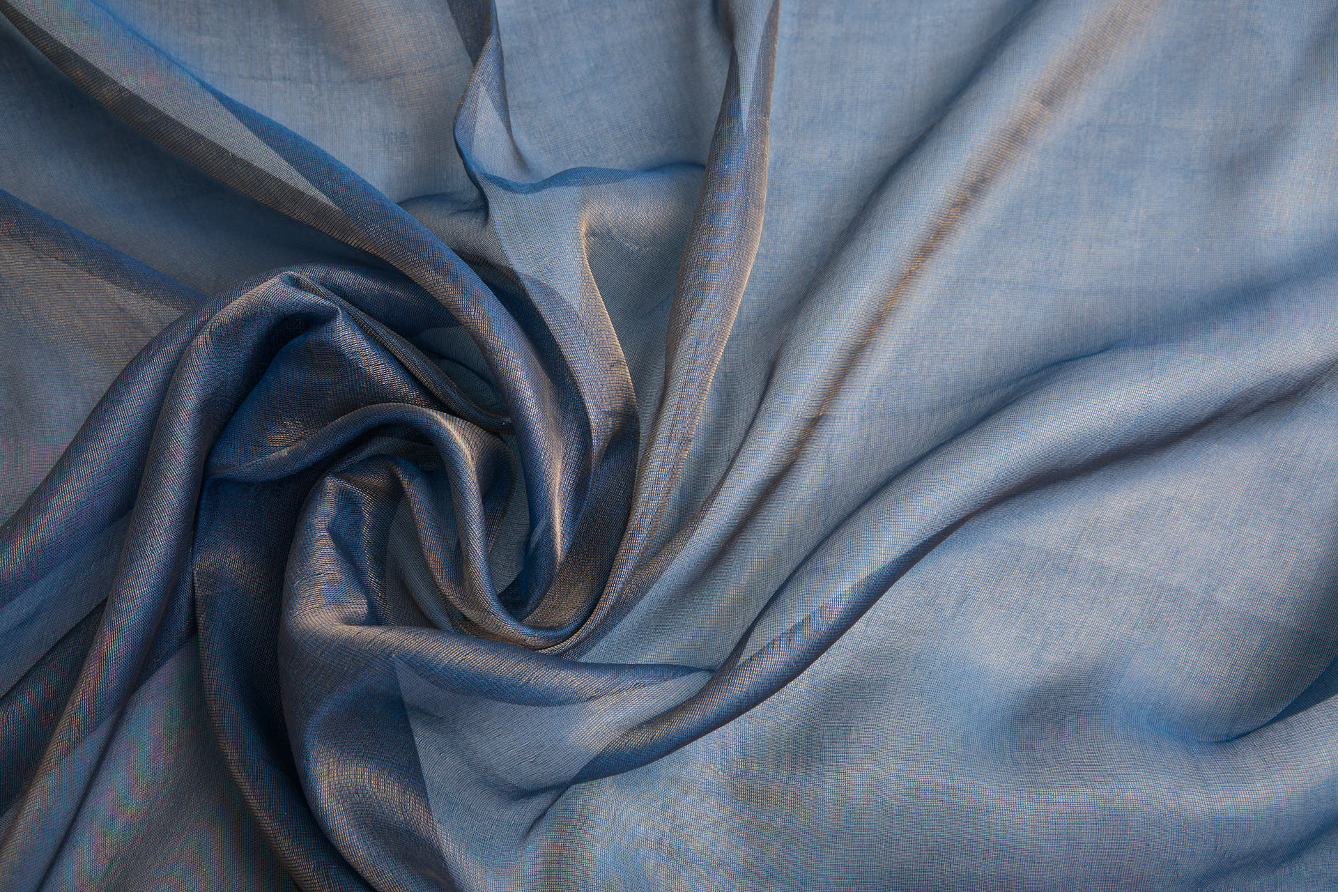 Silk Metallic Chiffon - Kingfisher/Gold fabric