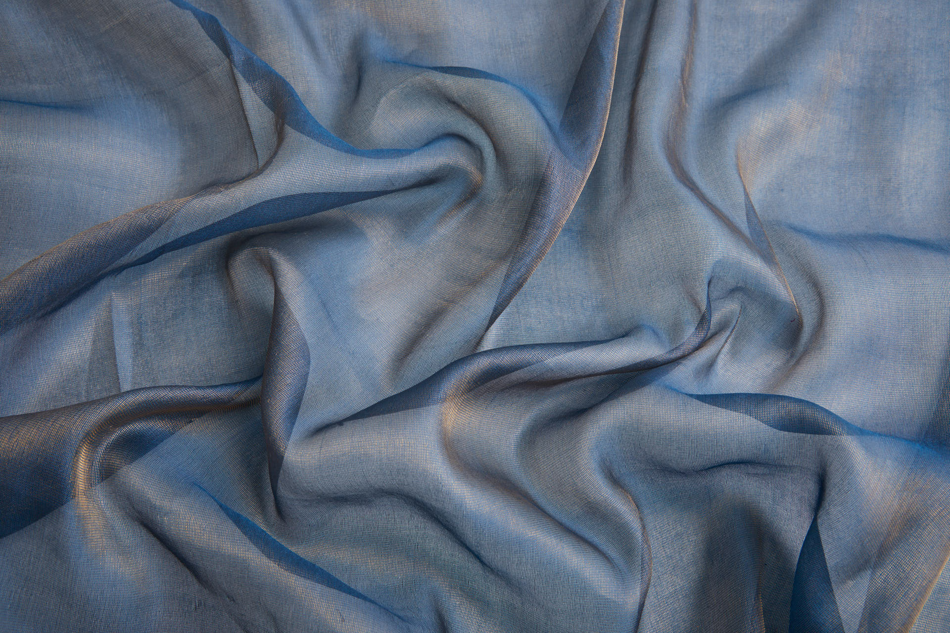 Silk Metallic Chiffon - Kingfisher/Gold fabric, image 9 of 11
