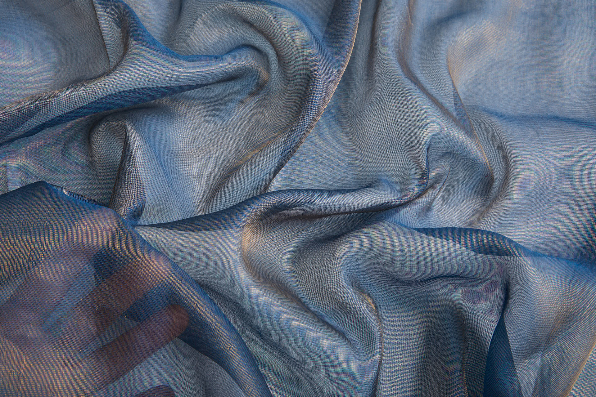 Silk Metallic Chiffon - Kingfisher/Gold fabric, image 10 of 11