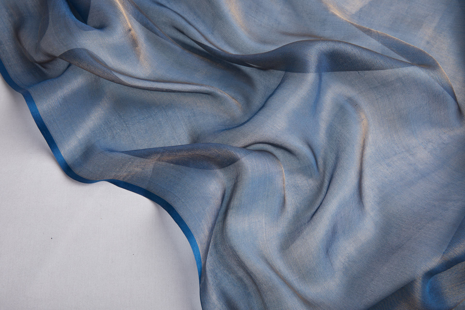 Silk Metallic Chiffon - Kingfisher/Gold fabric, image 4 of 11