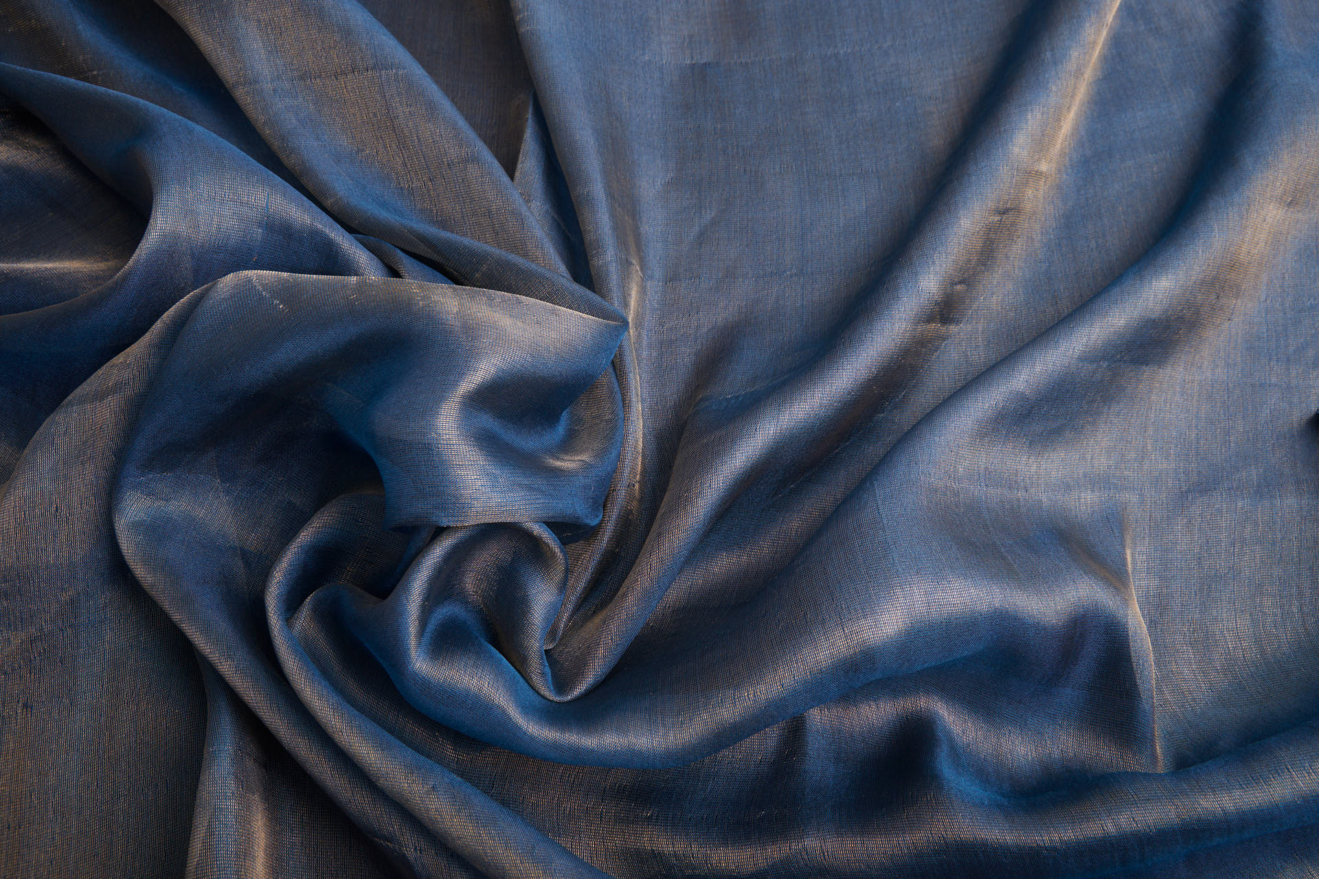 Silk Metallic Chiffon - Kingfisher/Gold fabric, image 5 of 11