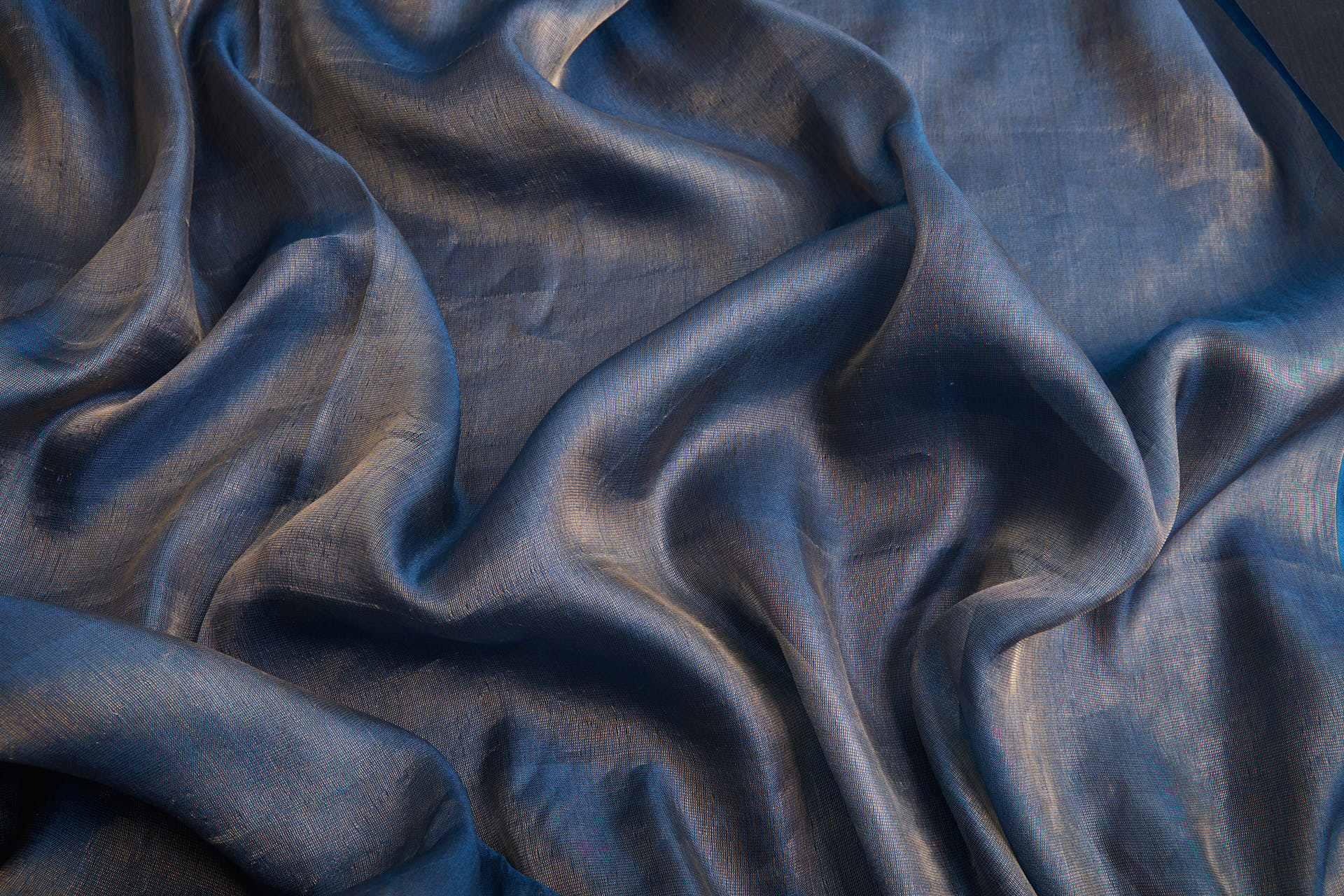 Silk Metallic Chiffon - Kingfisher/Gold fabric, image 8 of 11