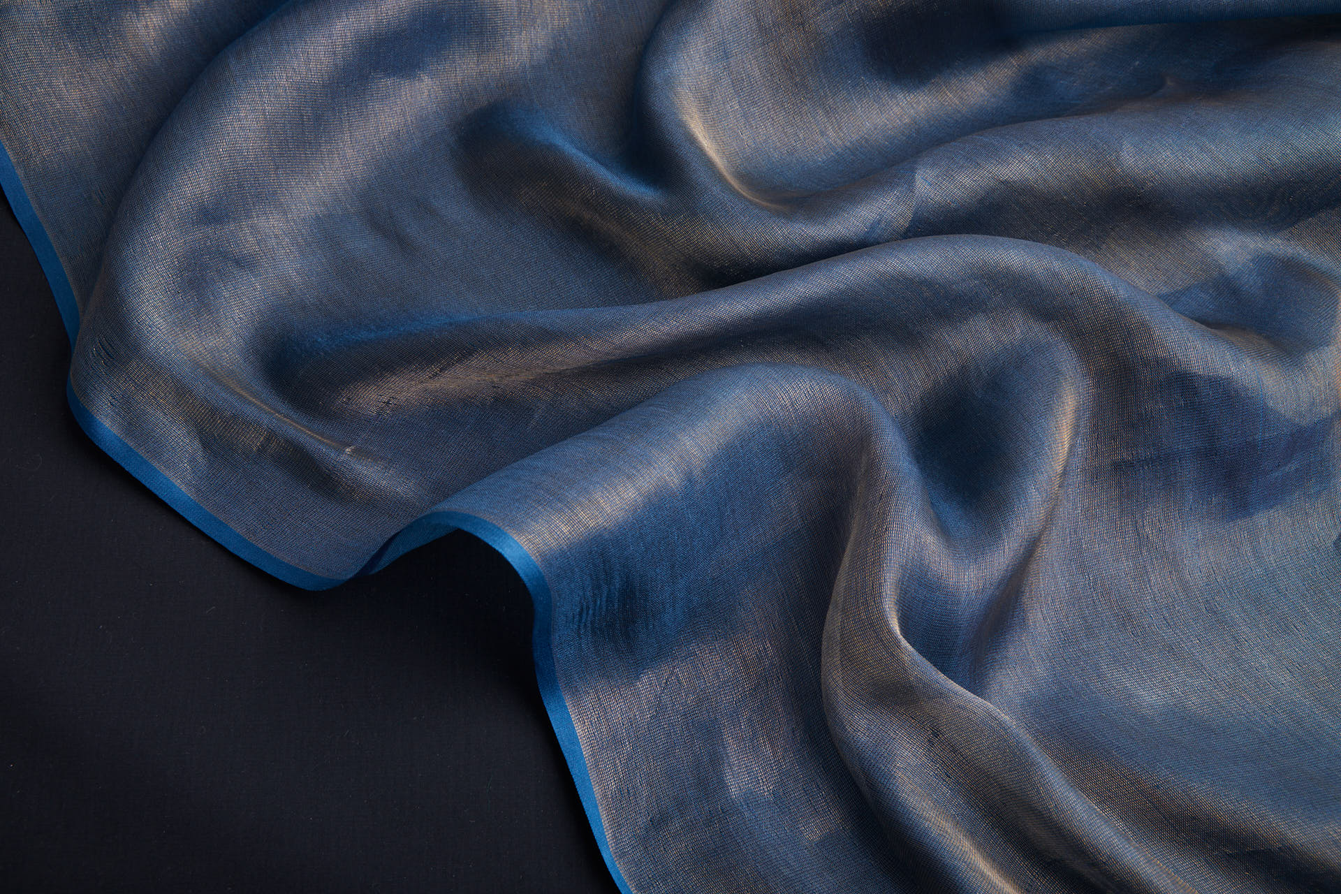 Silk Metallic Chiffon - Kingfisher/Gold fabric, image 3 of 11