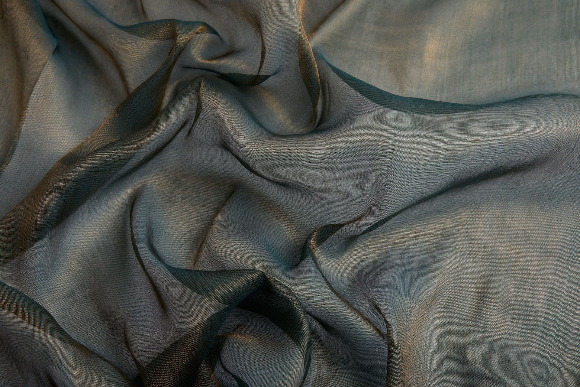 Silk Metallic Chiffon - Dark Green/Gold fabric, image 6 of 11
