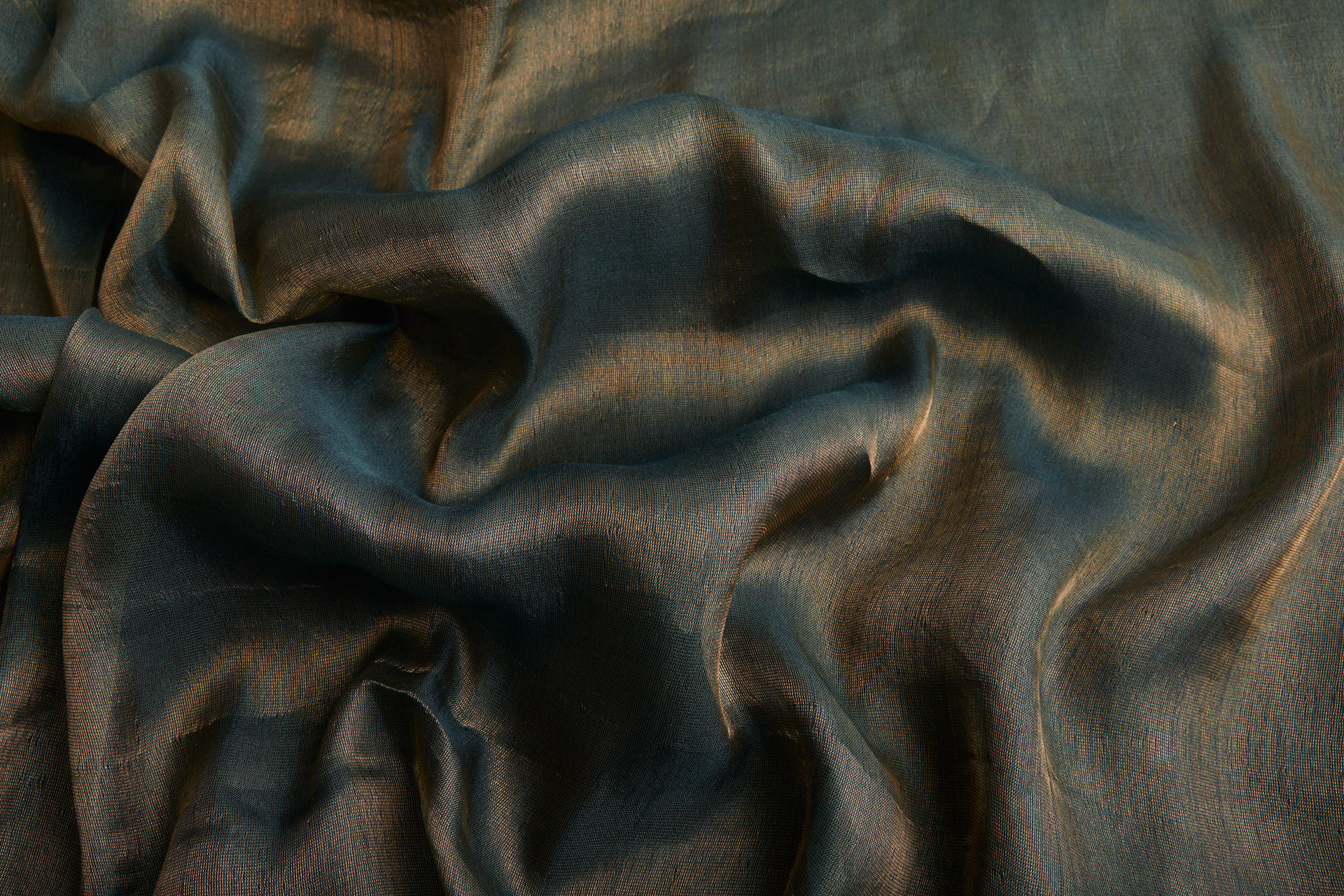Silk Metallic Chiffon - Dark Green/Gold fabric, image 10 of 11