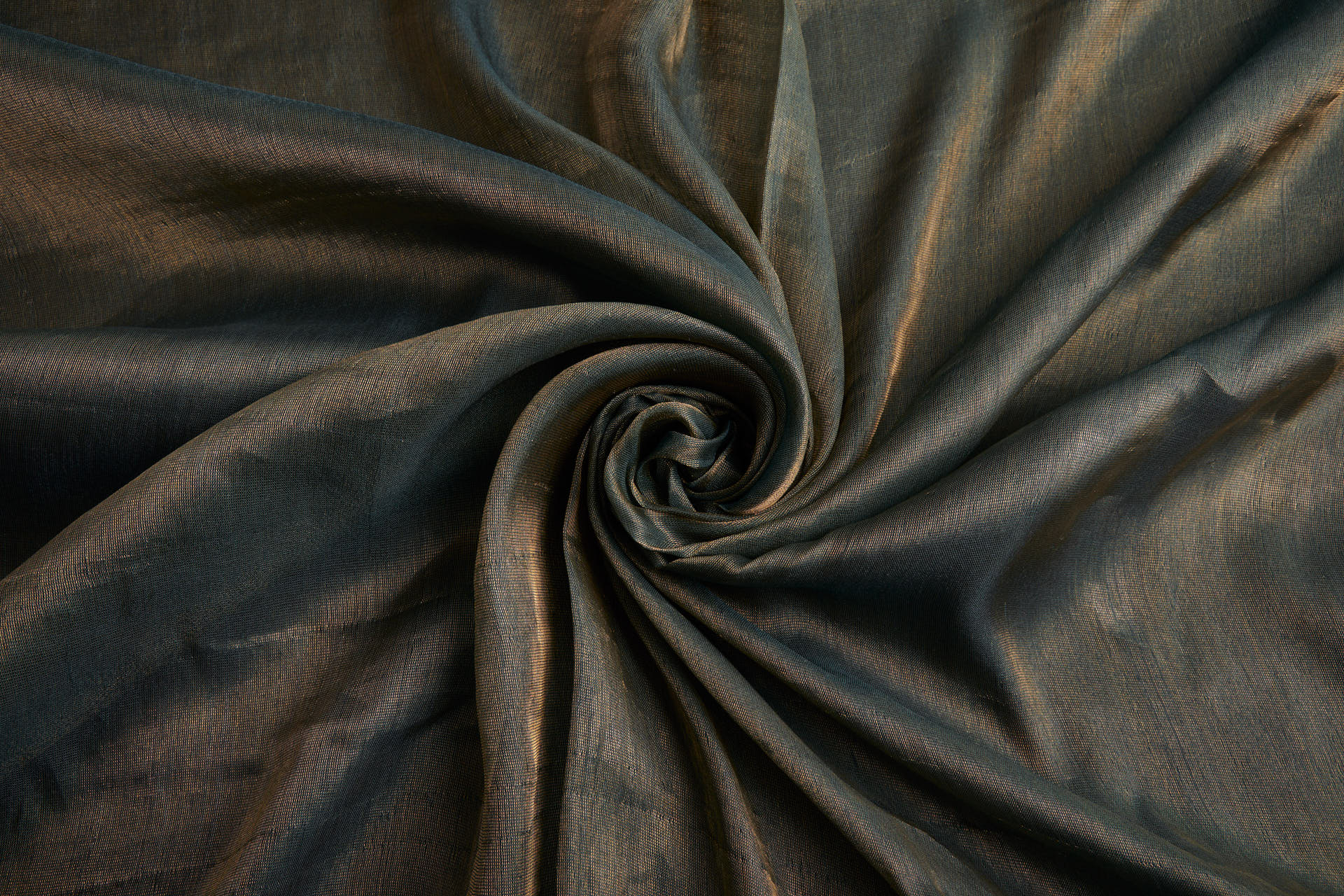 Silk Metallic Chiffon - Dark Green/Gold fabric, image 7 of 11