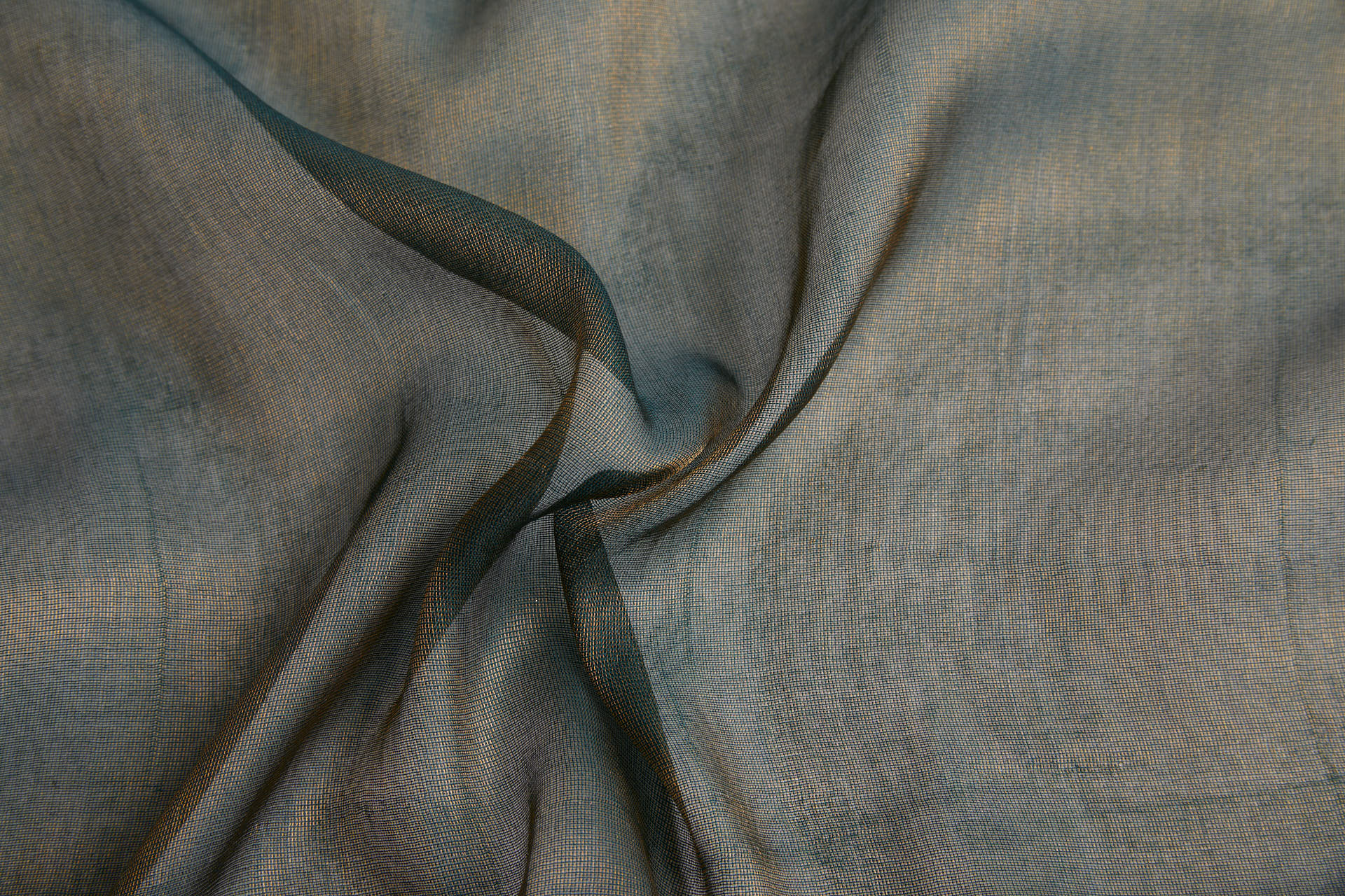 Silk Metallic Chiffon - Dark Green/Gold fabric, image 9 of 11