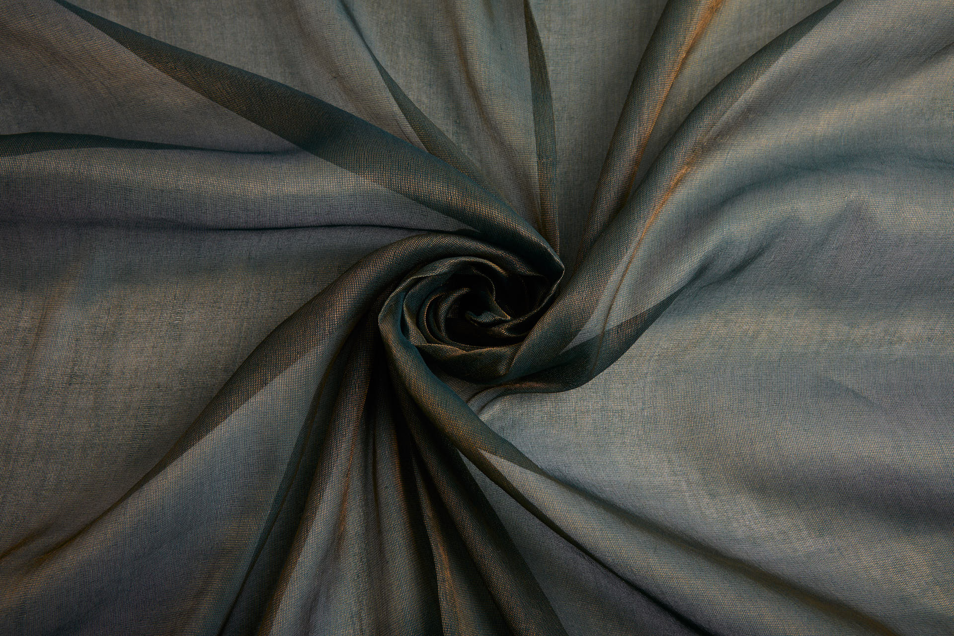 Silk Metallic Chiffon - Dark Green/Gold fabric, image 8 of 11