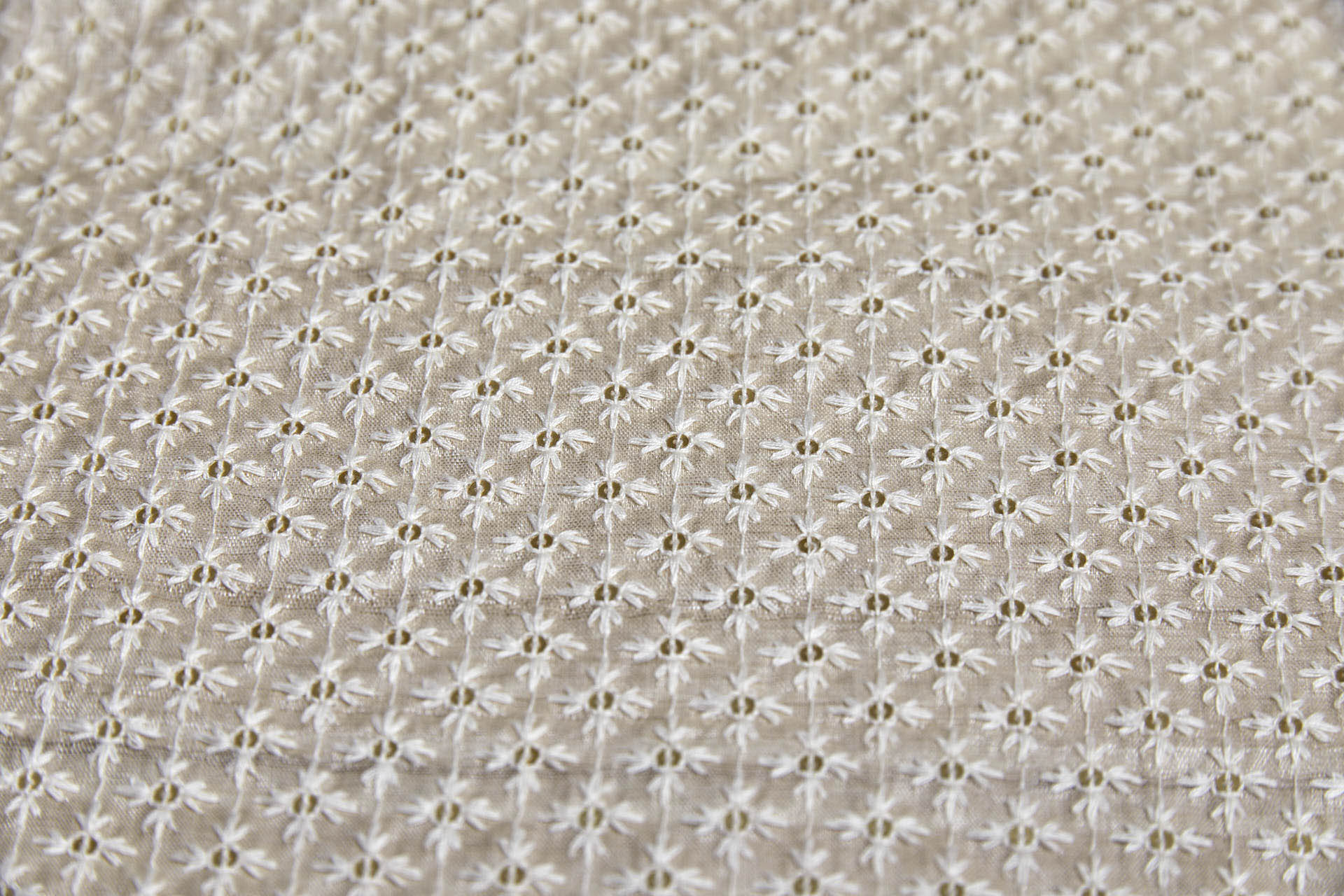 Cream Star Embroidery with Gold Sequins on Natural Silk Tassar fabric, image 3 of 9