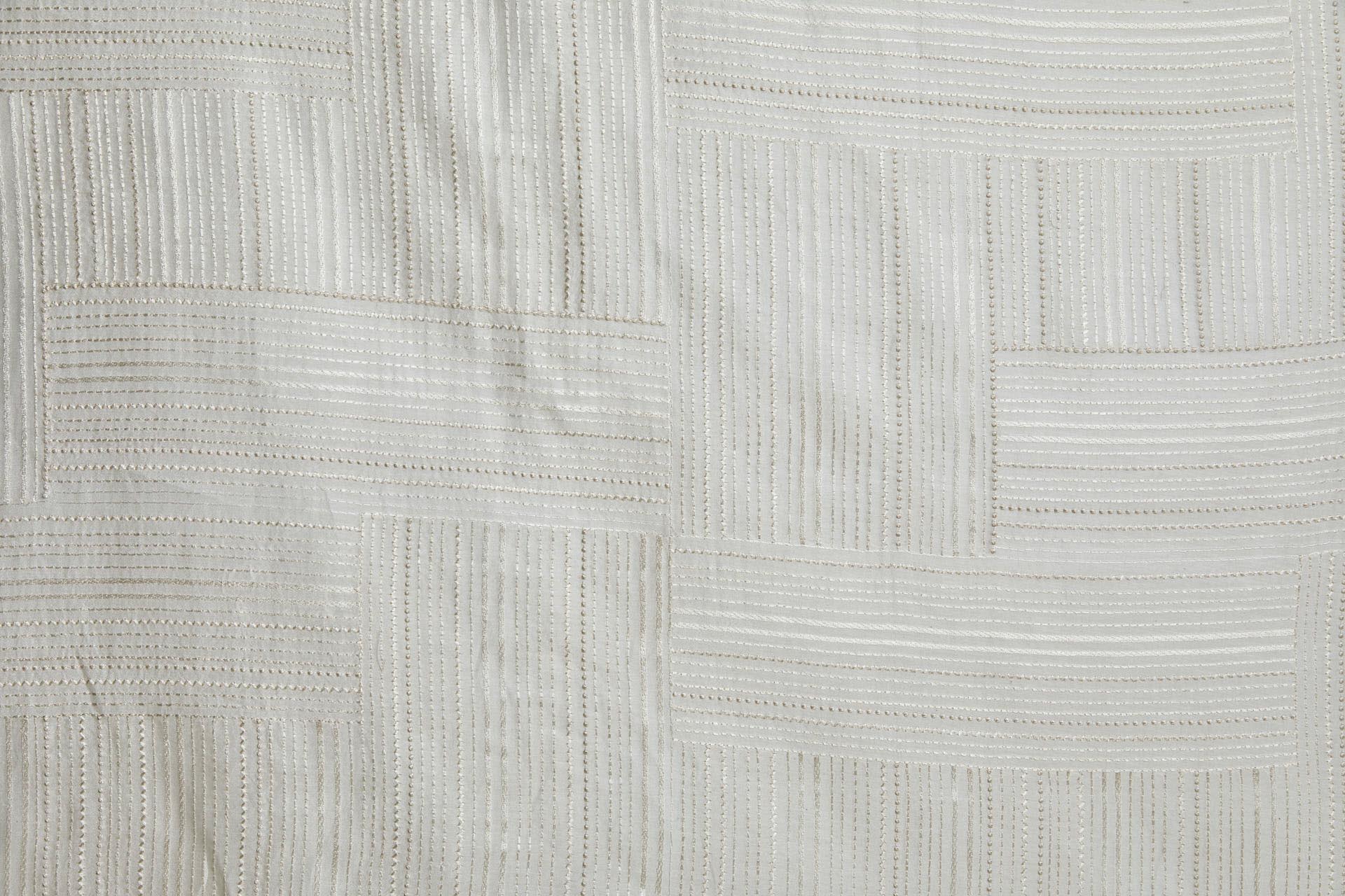Ivory Geometric Embroidery on Natural Silk Tassar fabric, image 9 of 10