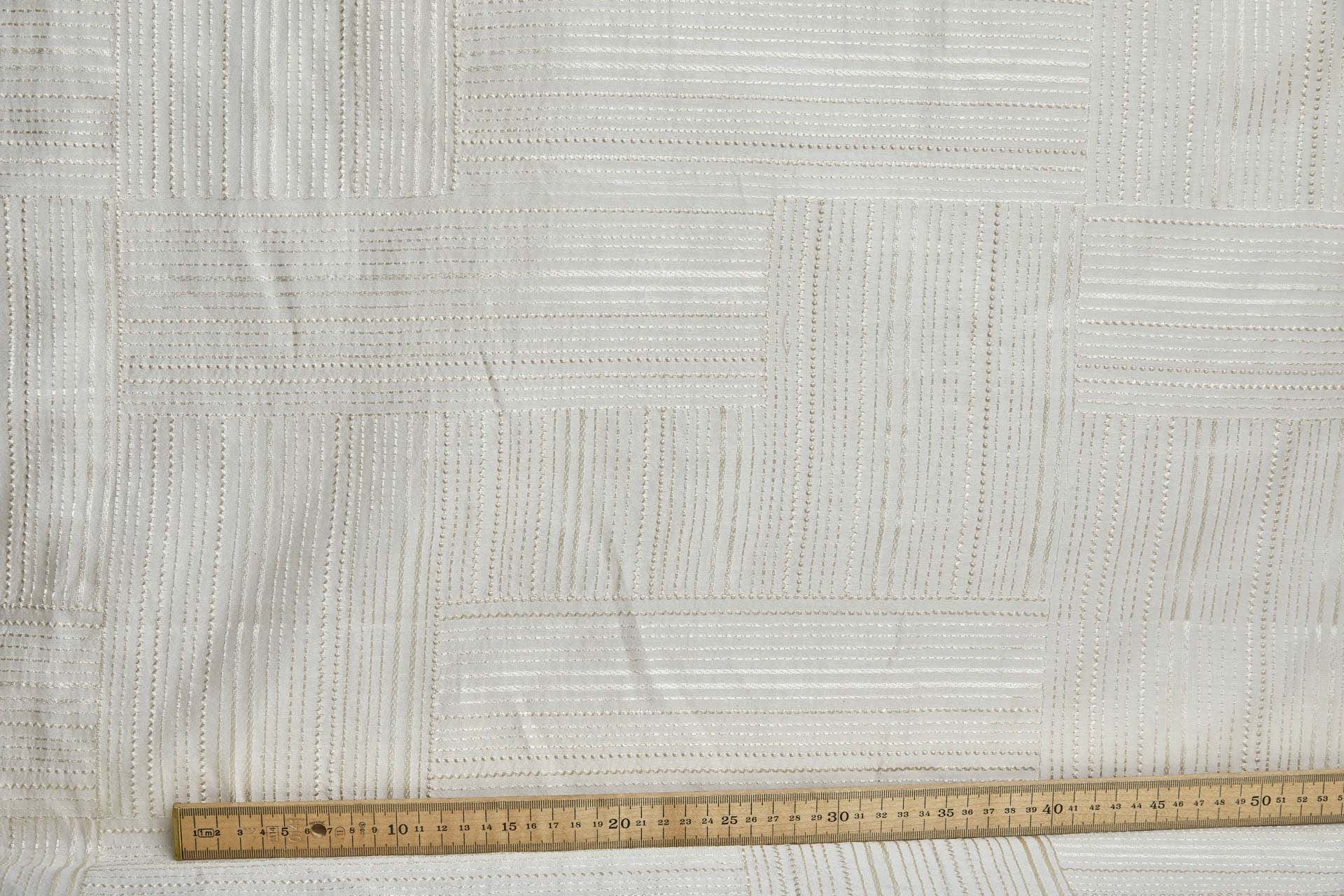Ivory Geometric Embroidery on Natural Silk Tassar fabric, image 10 of 10