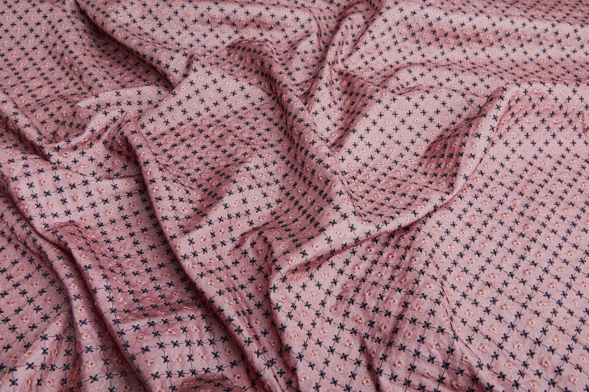 Trellis Black Embroidery on Dusty Mauve Tassar fabric, image 6 of 9