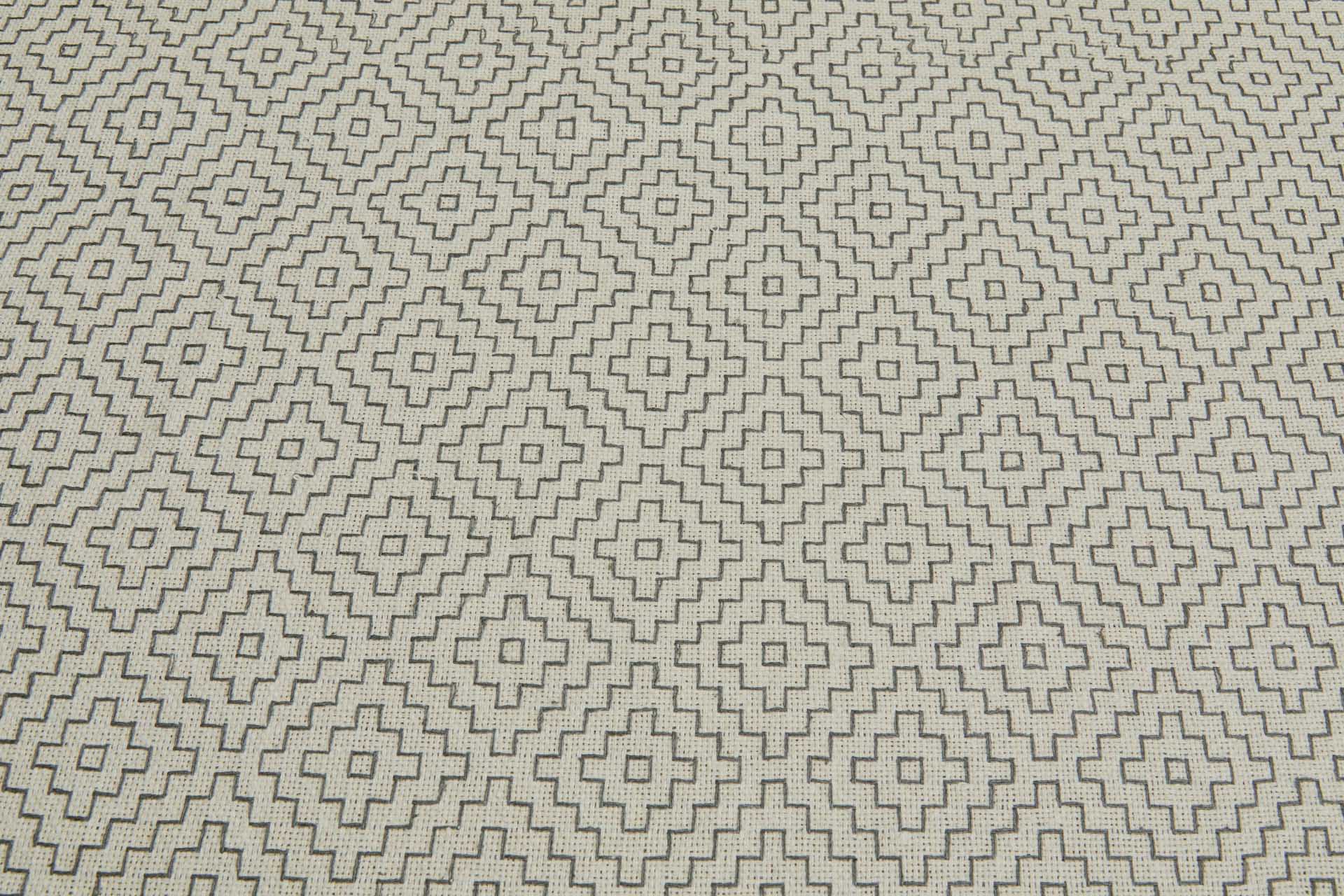 Hand Stitched Hitomezashi Embroidery on Cream Silk fabric, image 2 of 10