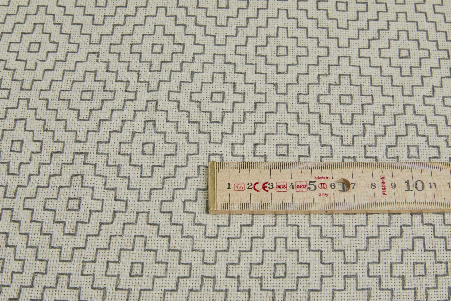 Hand Stitched Hitomezashi Embroidery on Cream Silk fabric, image 5 of 10
