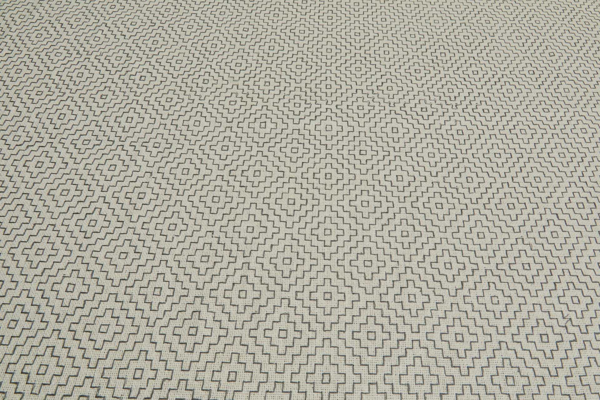 Hand Stitched Hitomezashi Embroidery on Cream Silk fabric, image 6 of 10