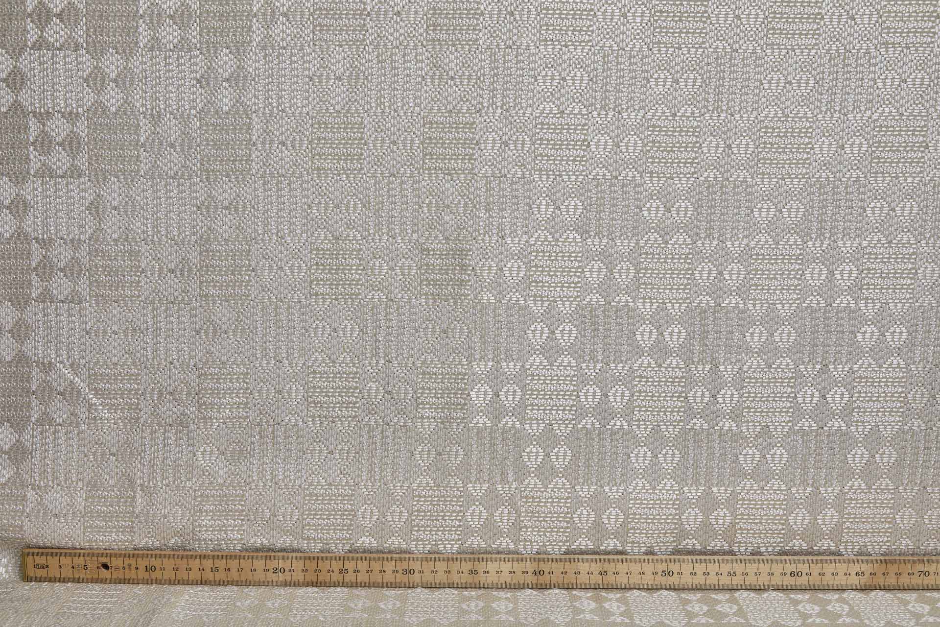 Geometric Off White Embroidery on Cream/Natural Silk Tassar fabric, image 4 of 8