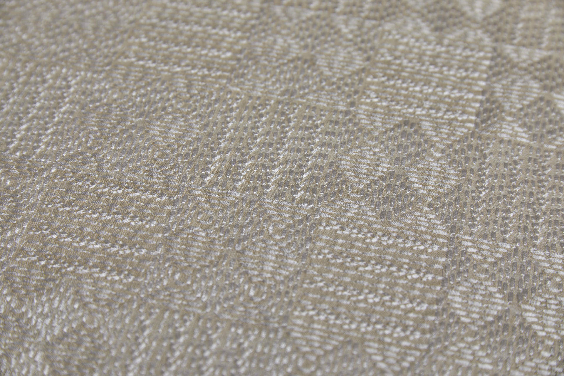 Geometric Off White Embroidery on Cream/Natural Silk Tassar fabric, image 7 of 8