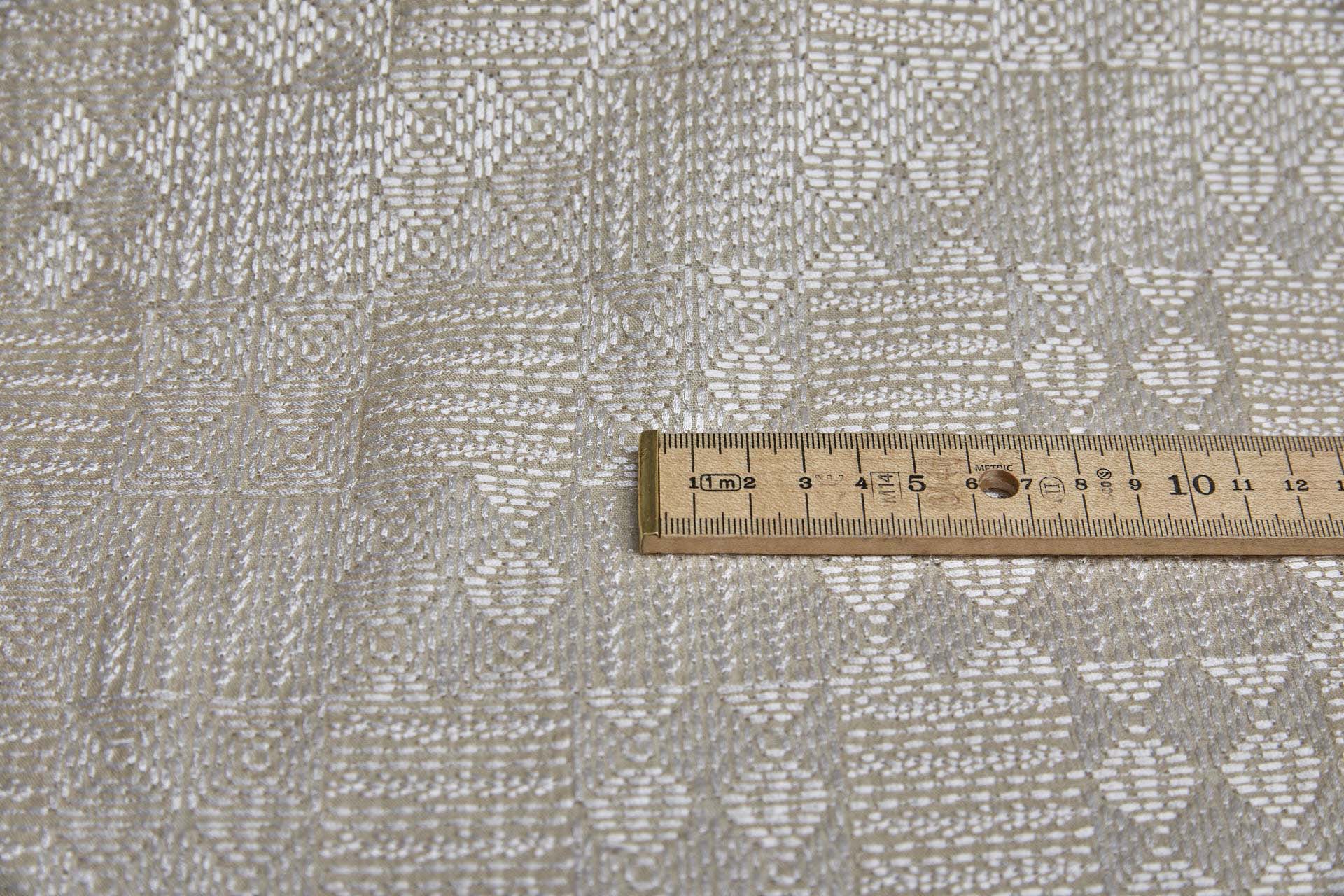 Geometric Off White Embroidery on Cream/Natural Silk Tassar fabric, image 8 of 8