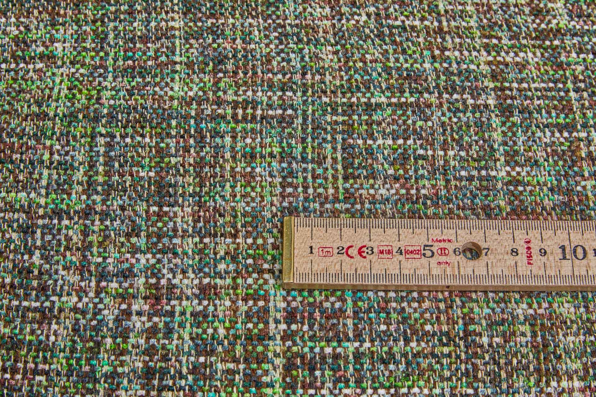 Hand Woven Silk Tweed - Greens, Browns and Ivory fabric, image 2 of 7