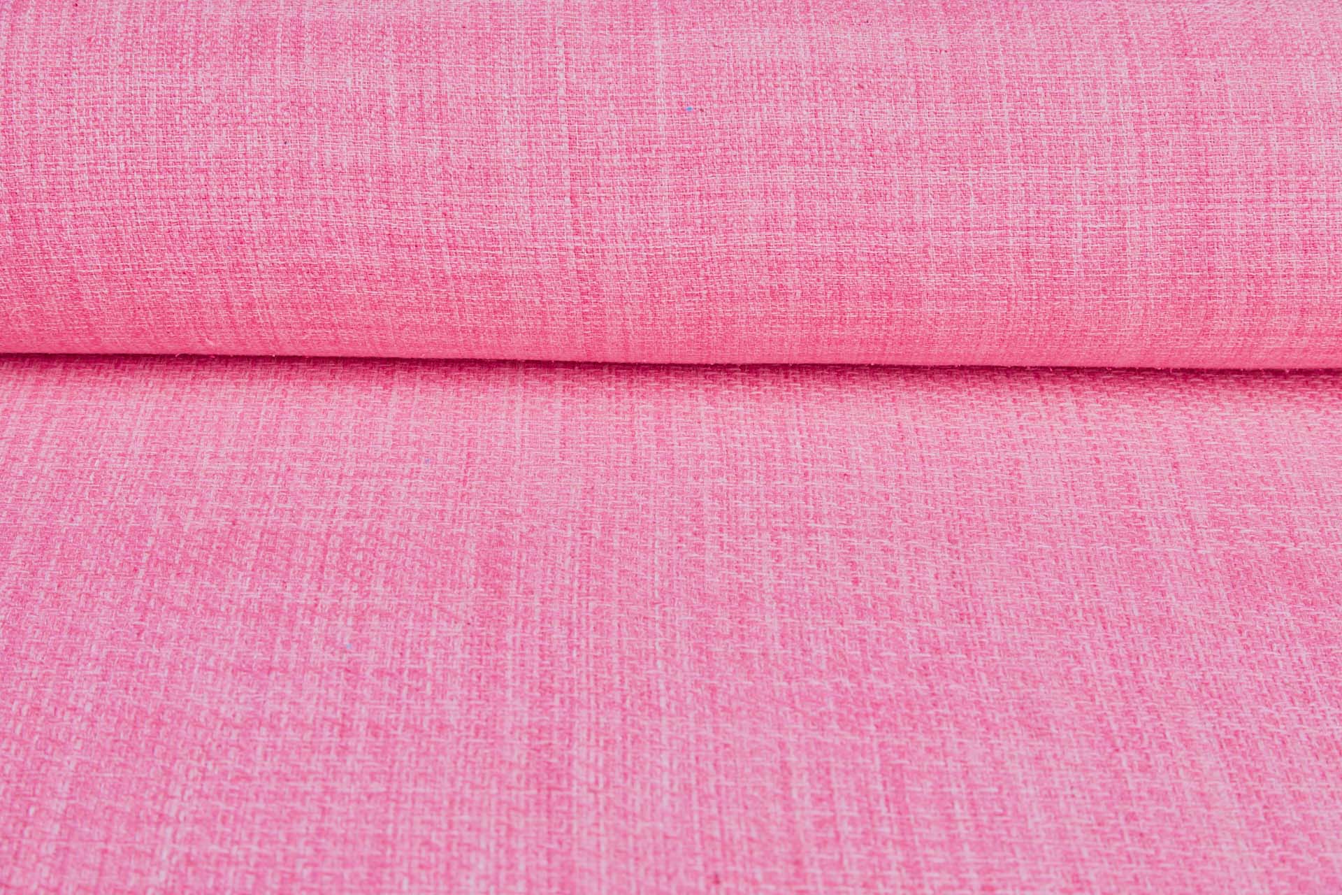 Textured Cotton Tweed Style Weave - Bright Pink & Cream fabric, image 5 of 11
