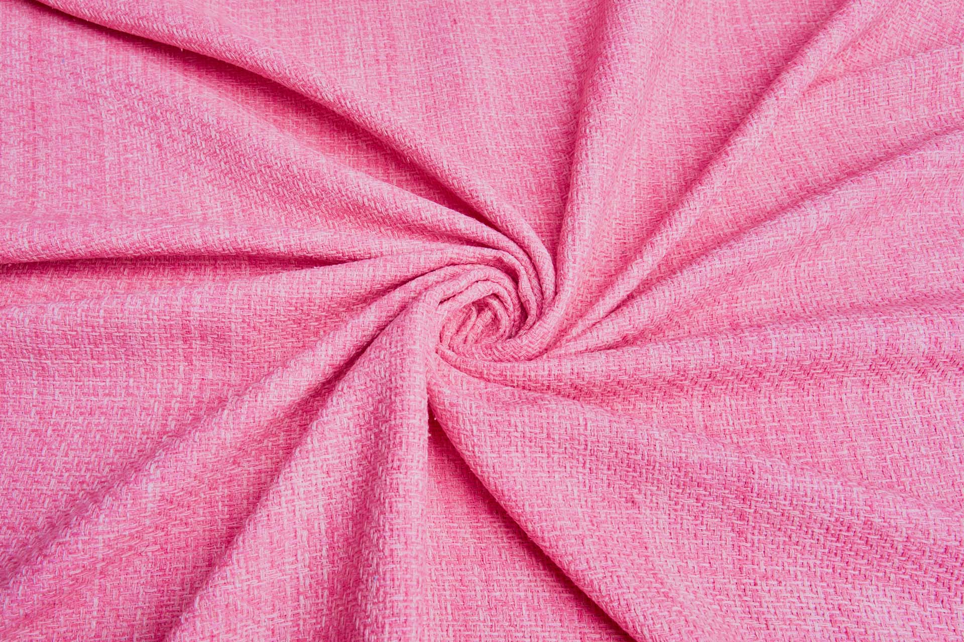 Textured Cotton Tweed Style Weave - Bright Pink & Cream fabric