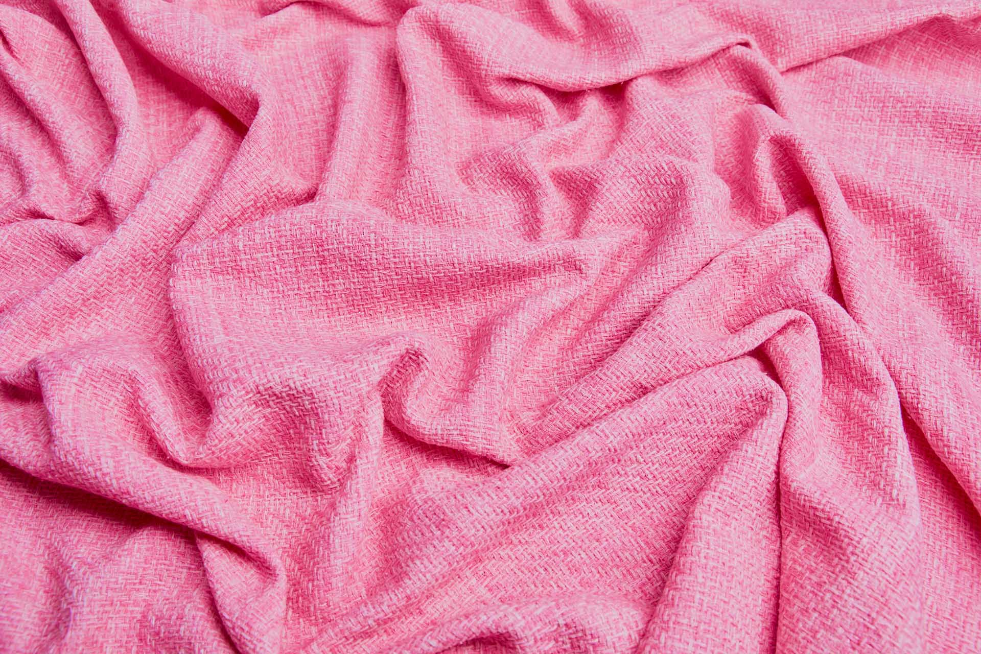Textured Cotton Tweed Style Weave - Bright Pink & Cream fabric, image 6 of 11