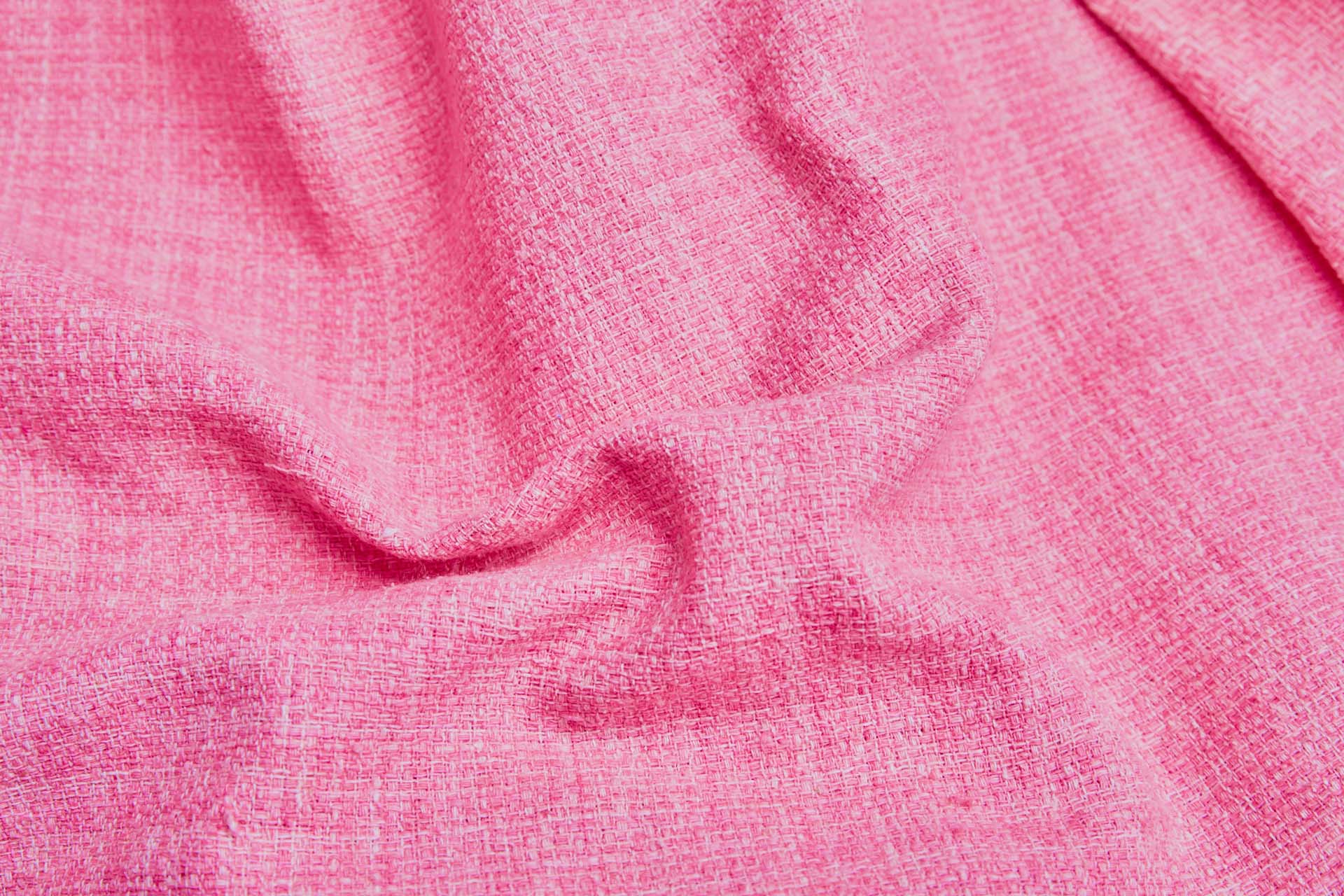 Textured Cotton Tweed Style Weave - Bright Pink & Cream fabric, image 9 of 11