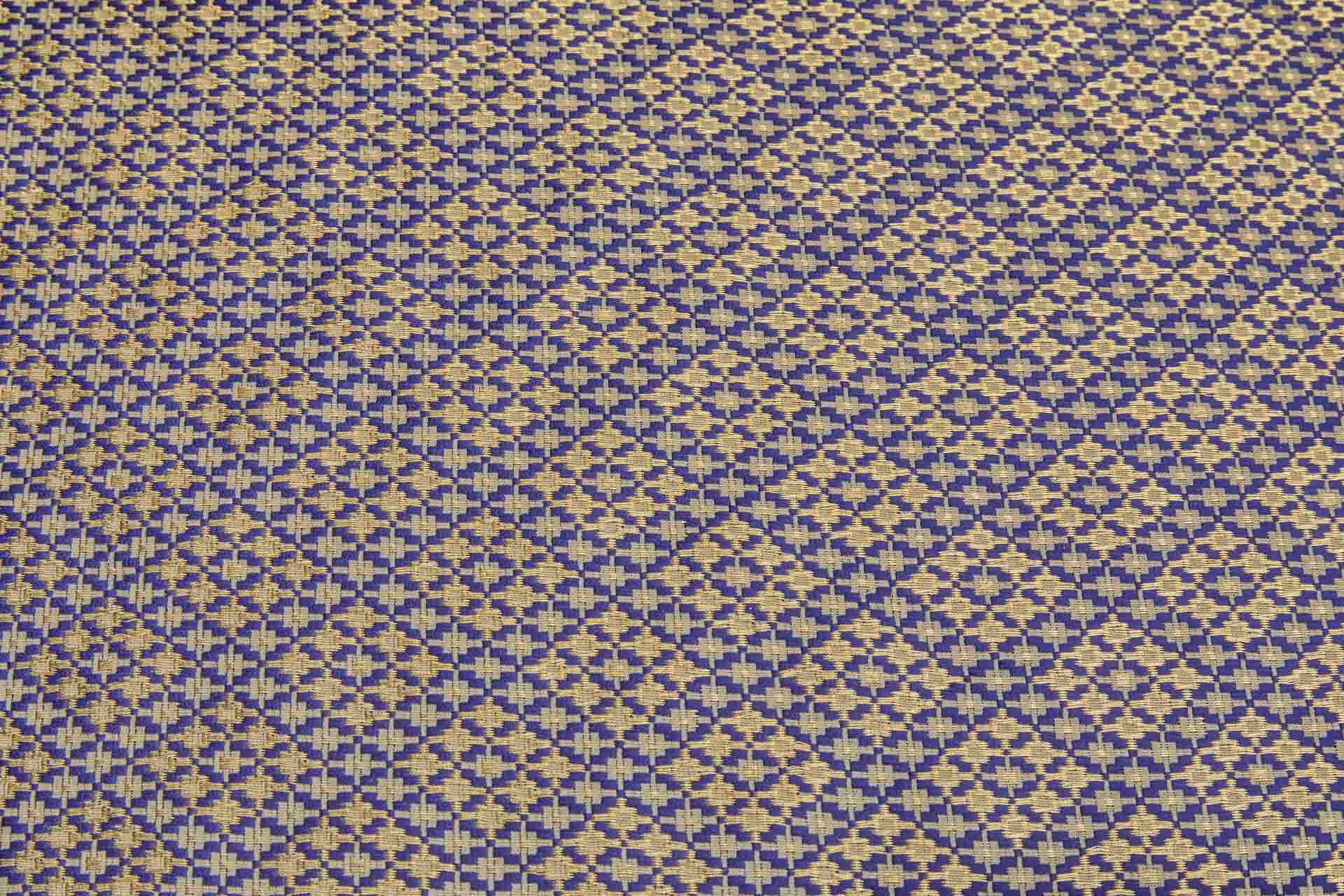 Geometric Banaras Brocade - Navy, Beige & Gold Metallic fabric, image 2 of 6