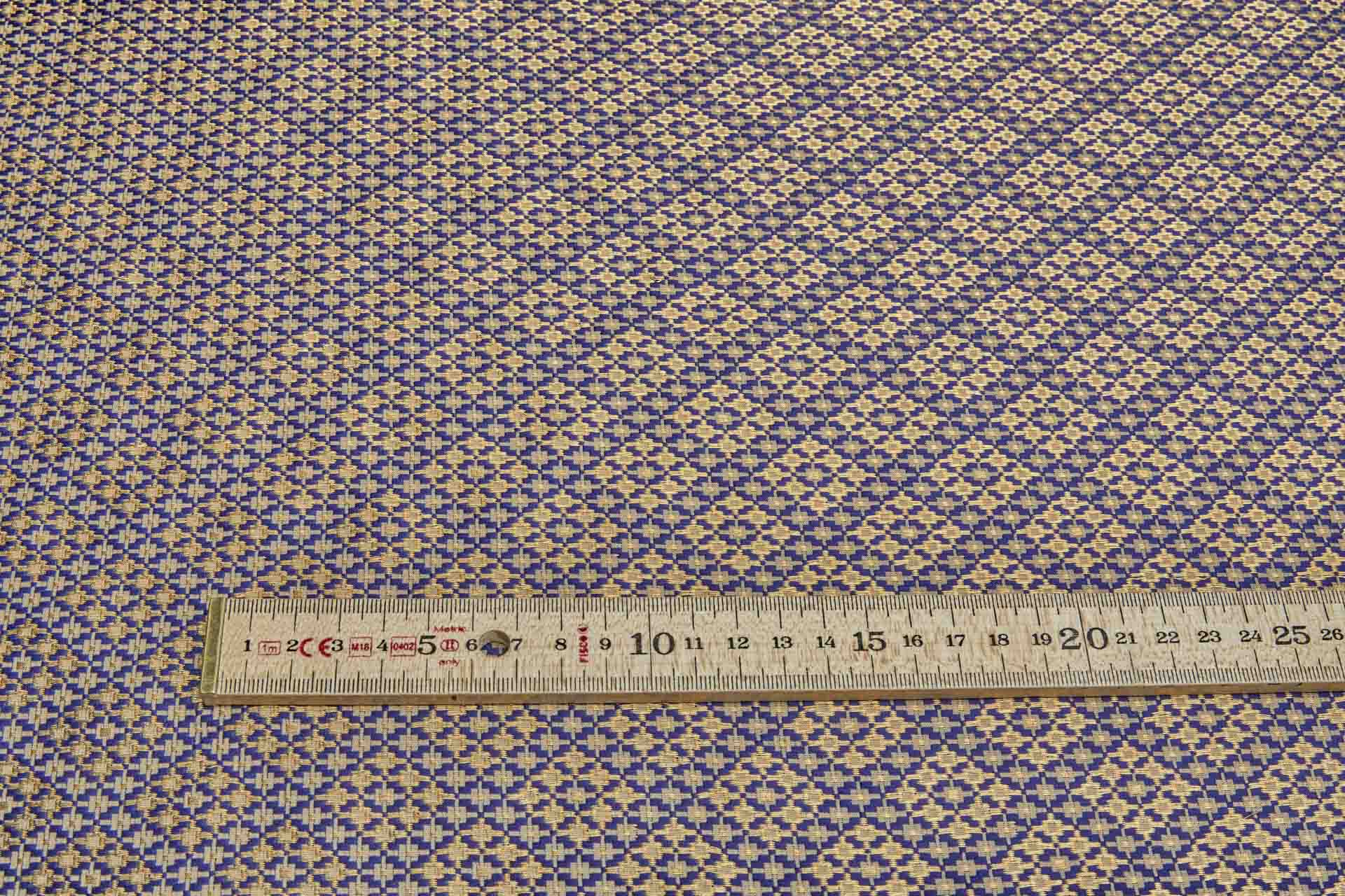 Geometric Banaras Brocade - Navy, Beige & Gold Metallic fabric, image 3 of 6