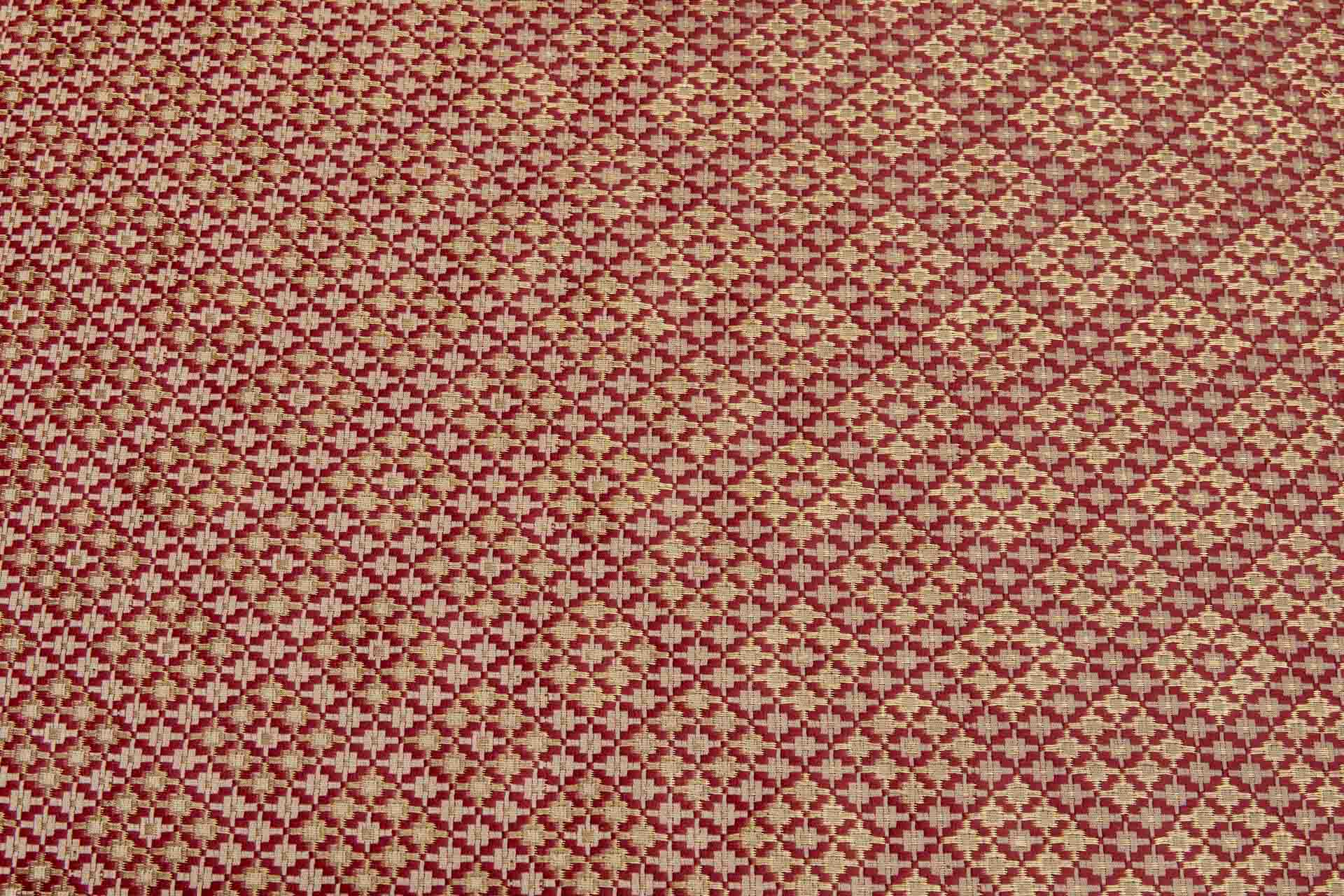 Geometric Banaras Brocade - Red, Beige & Gold Metallic fabric, image 4 of 12