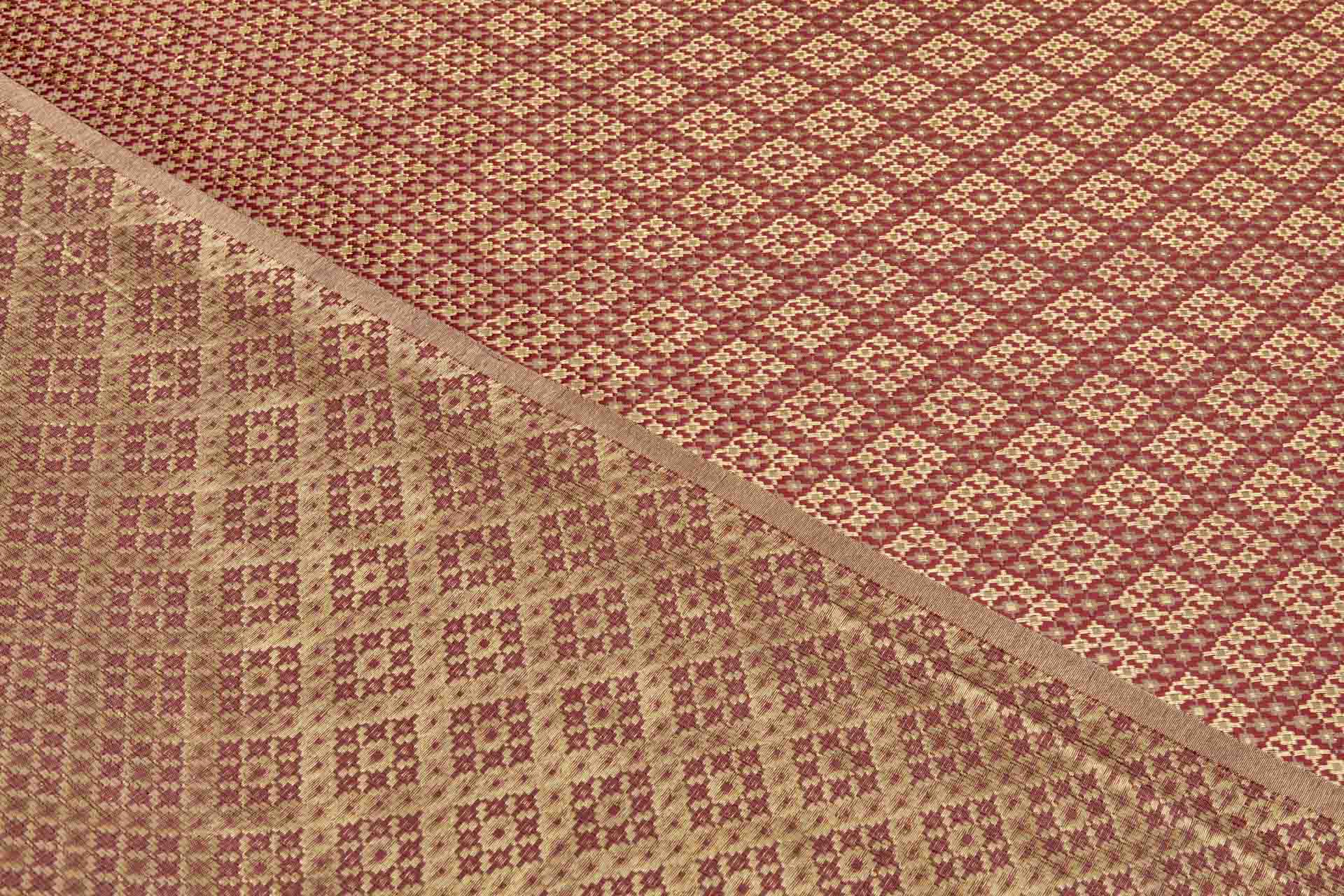 Geometric Banaras Brocade - Red, Beige & Gold Metallic fabric, image 5 of 12