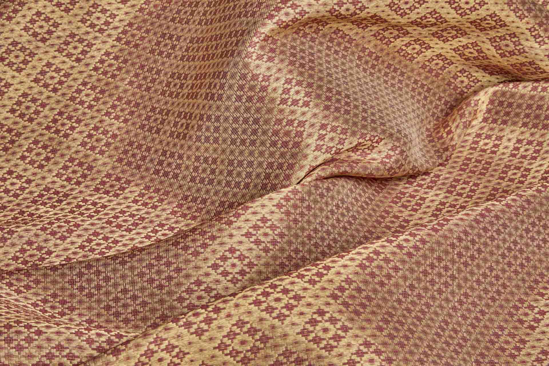 Geometric Banaras Brocade - Red, Beige & Gold Metallic fabric, image 9 of 12