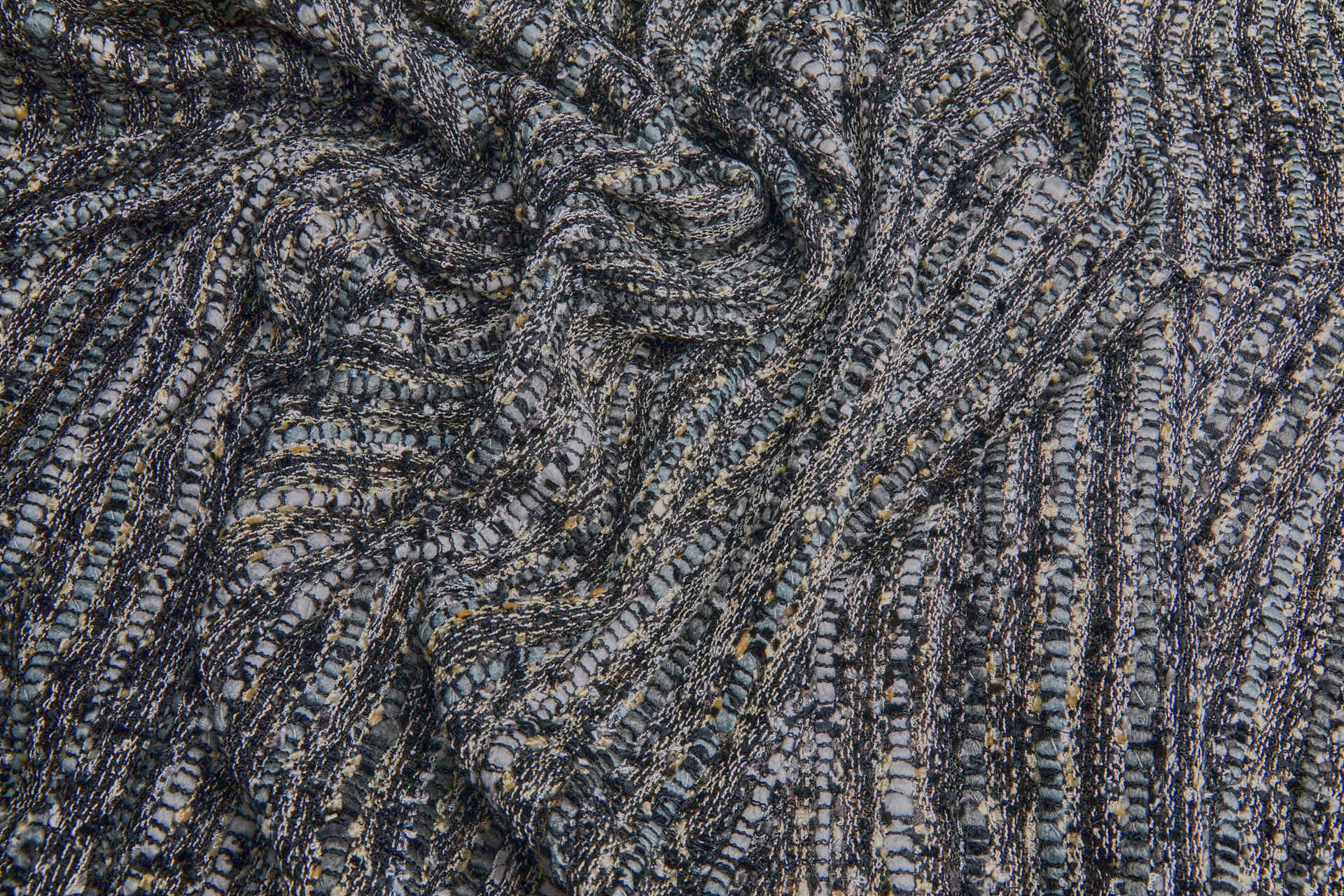 Chunky Chenille Weave - Grey, Black and Beige fabric, image 5 of 7