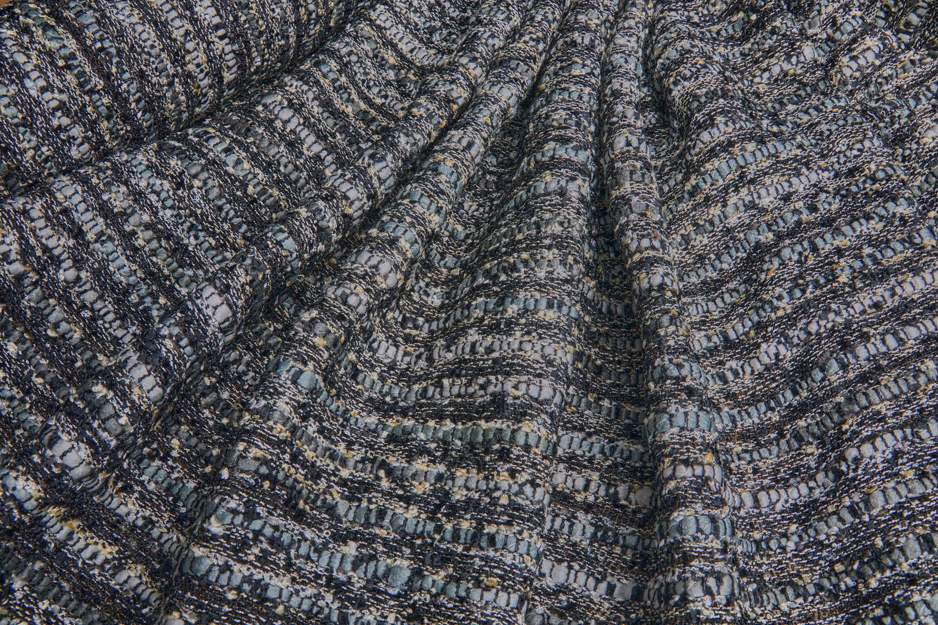 Chunky Chenille Weave - Grey, Black and Beige fabric, image 3 of 7