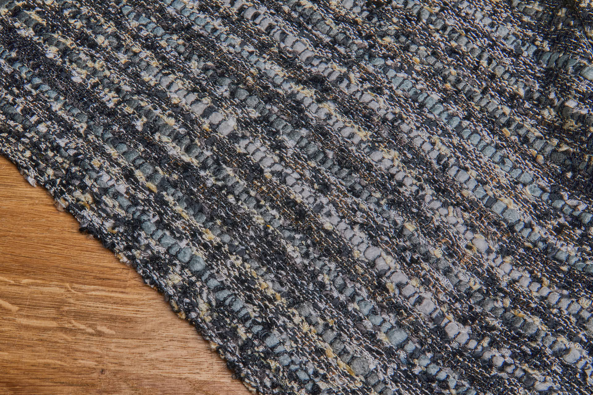 Chunky Chenille Weave - Grey, Black and Beige fabric, image 2 of 7