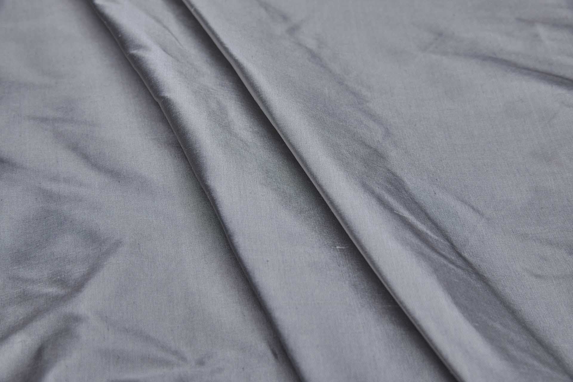 Silk Dupion - Grey (Black shot Ivory) fabric, image 6 of 8