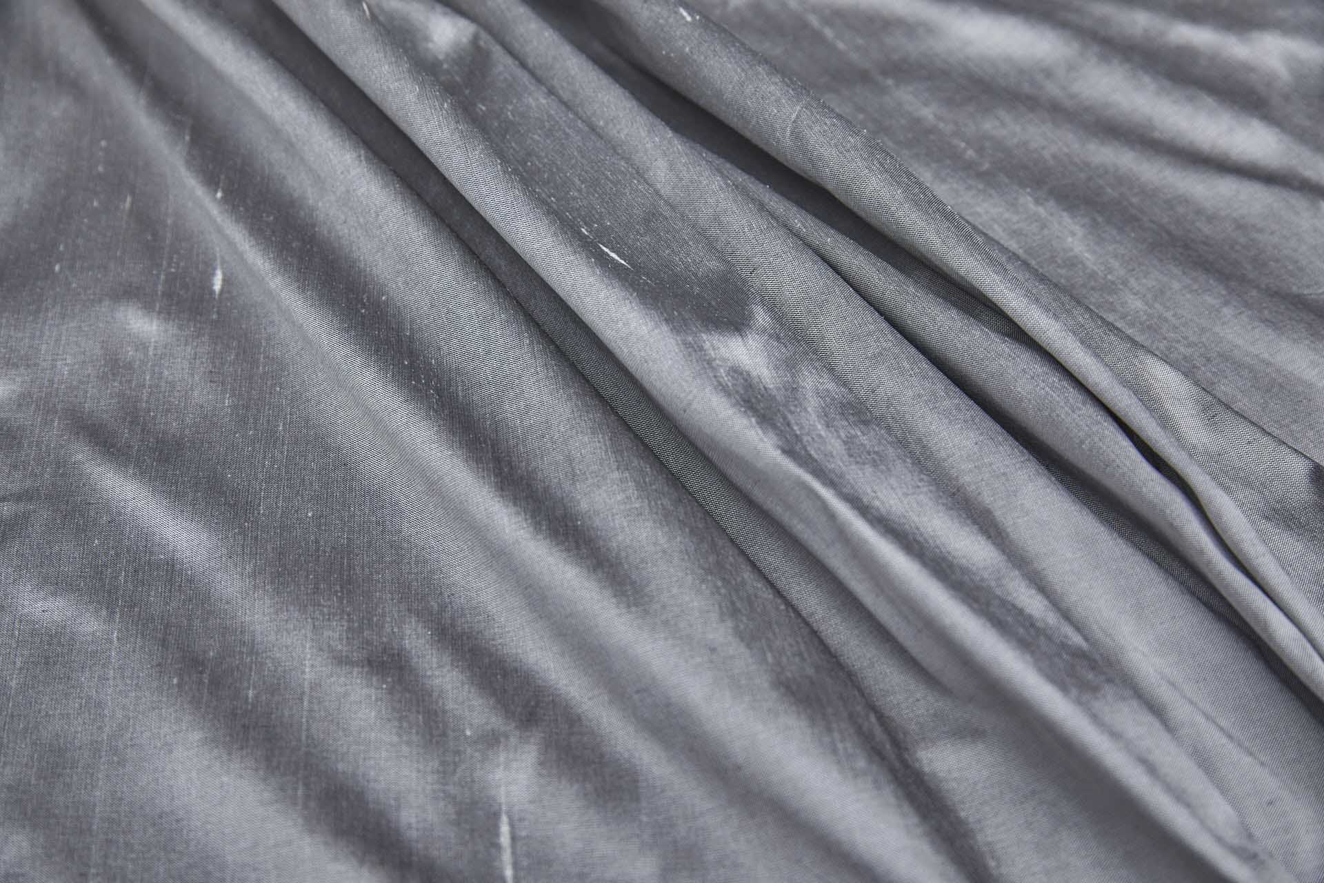 Silk Dupion - Grey (Black shot Ivory) fabric, image 7 of 8