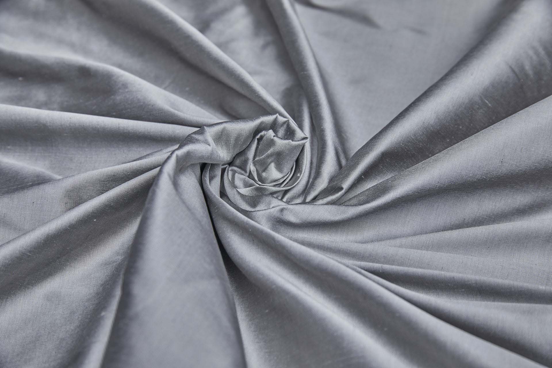 Silk Dupion - Grey (Black shot Ivory) fabric