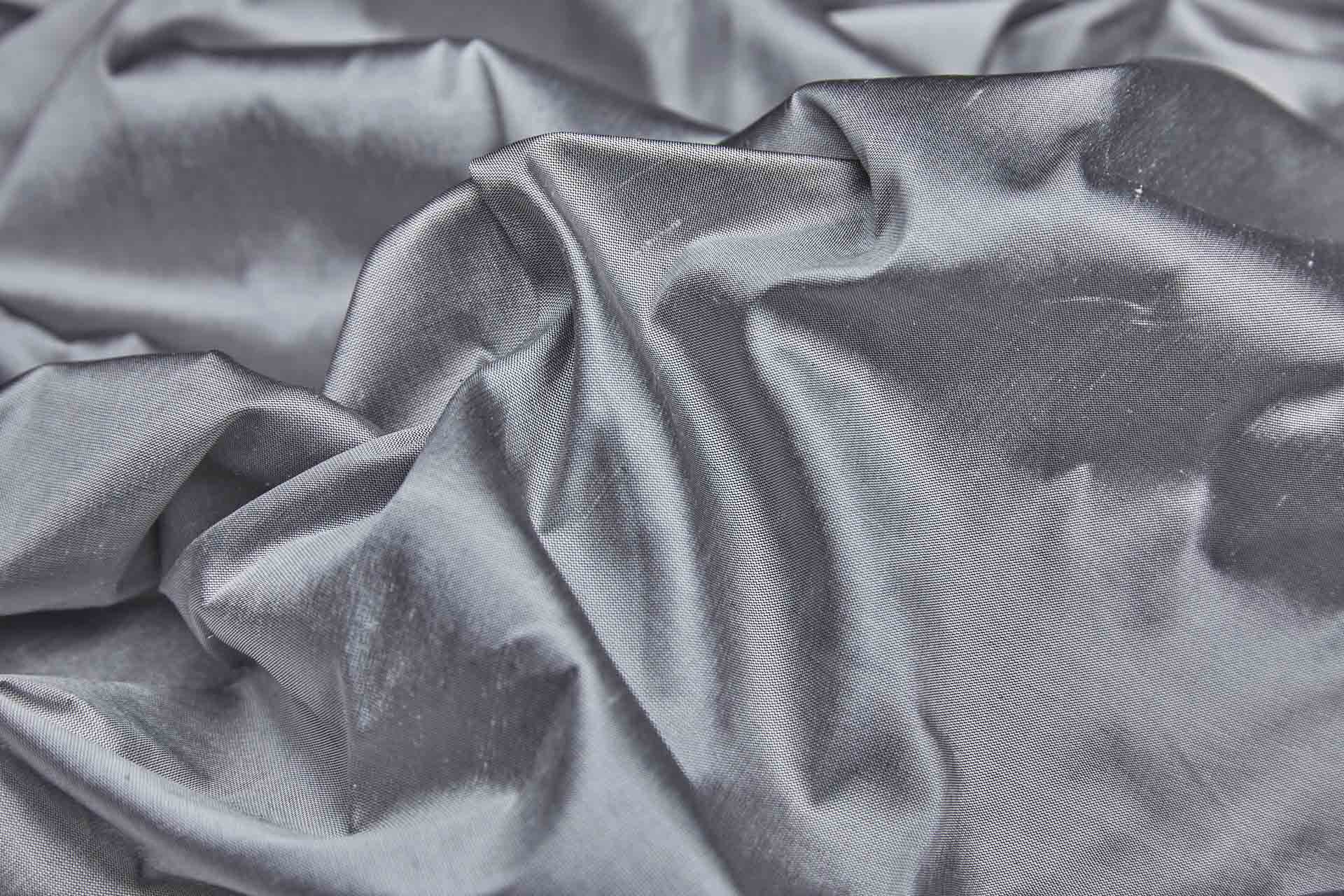 Silk Dupion - Grey (Black shot Ivory) fabric, image 8 of 8