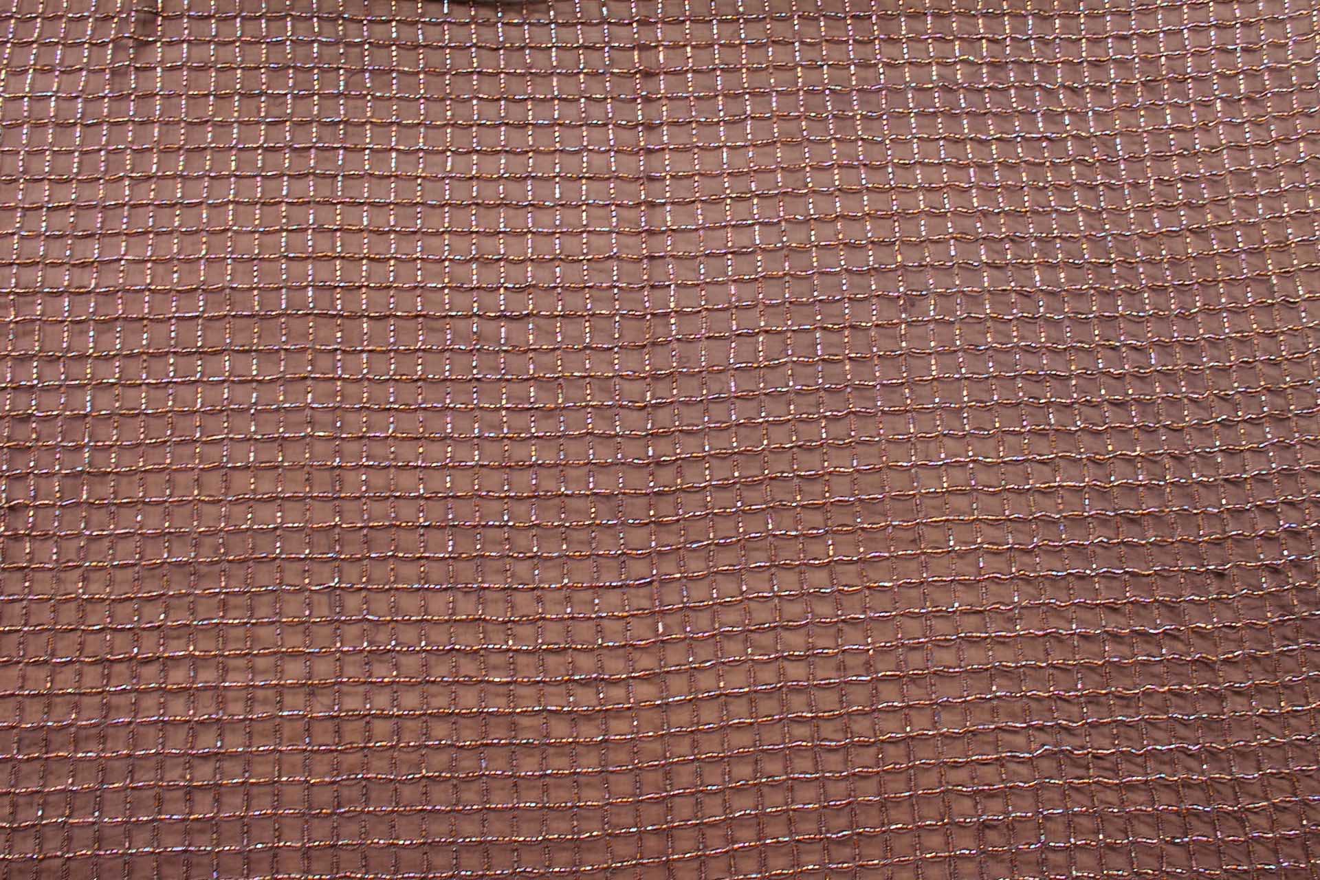 Brown Chiffon with Beaded Square Grid - 1m Piece fabric, image 7 of 7
