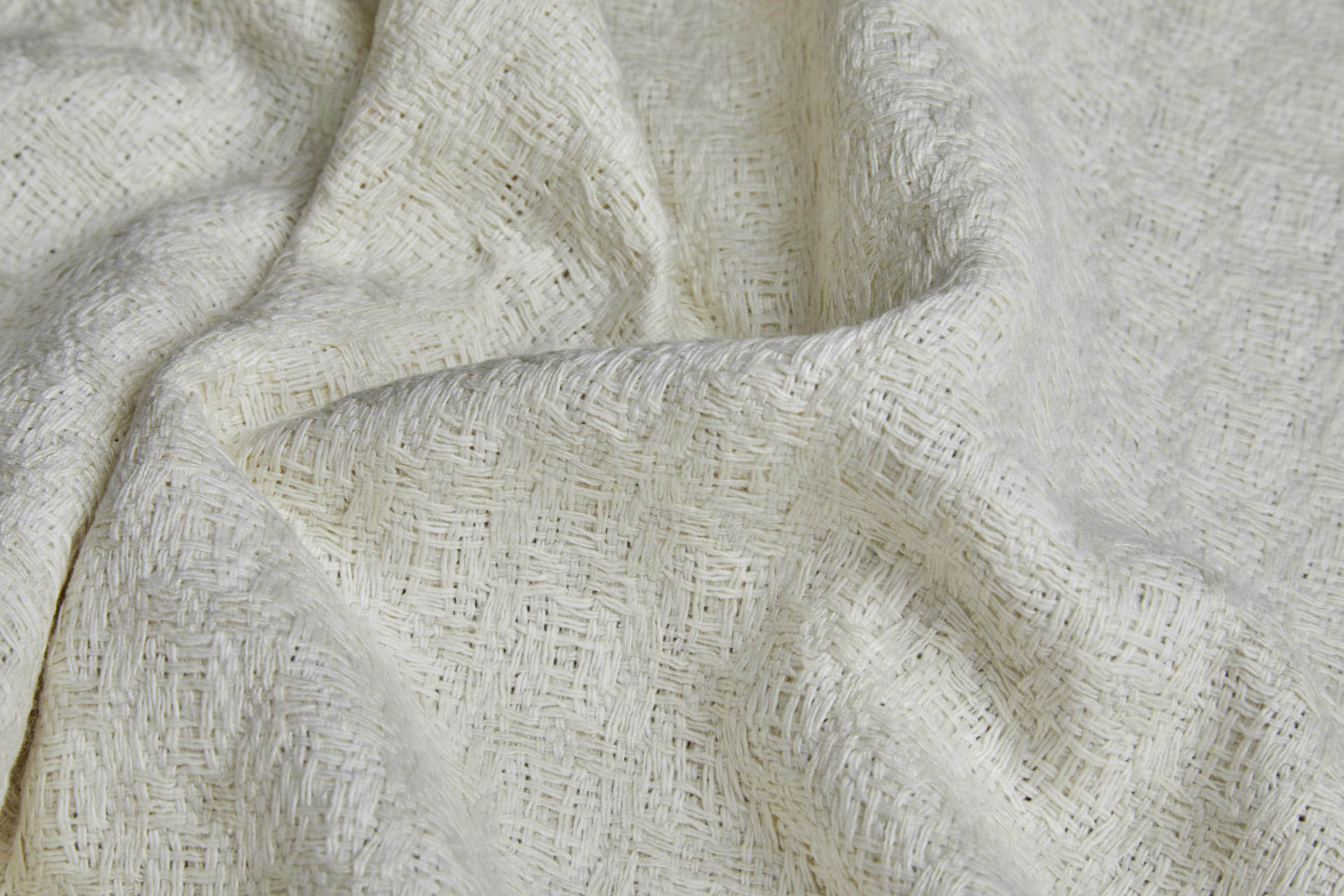 Ecru Reversible Hand Woven Silk Cotton Jacquard fabric, image 6 of 9