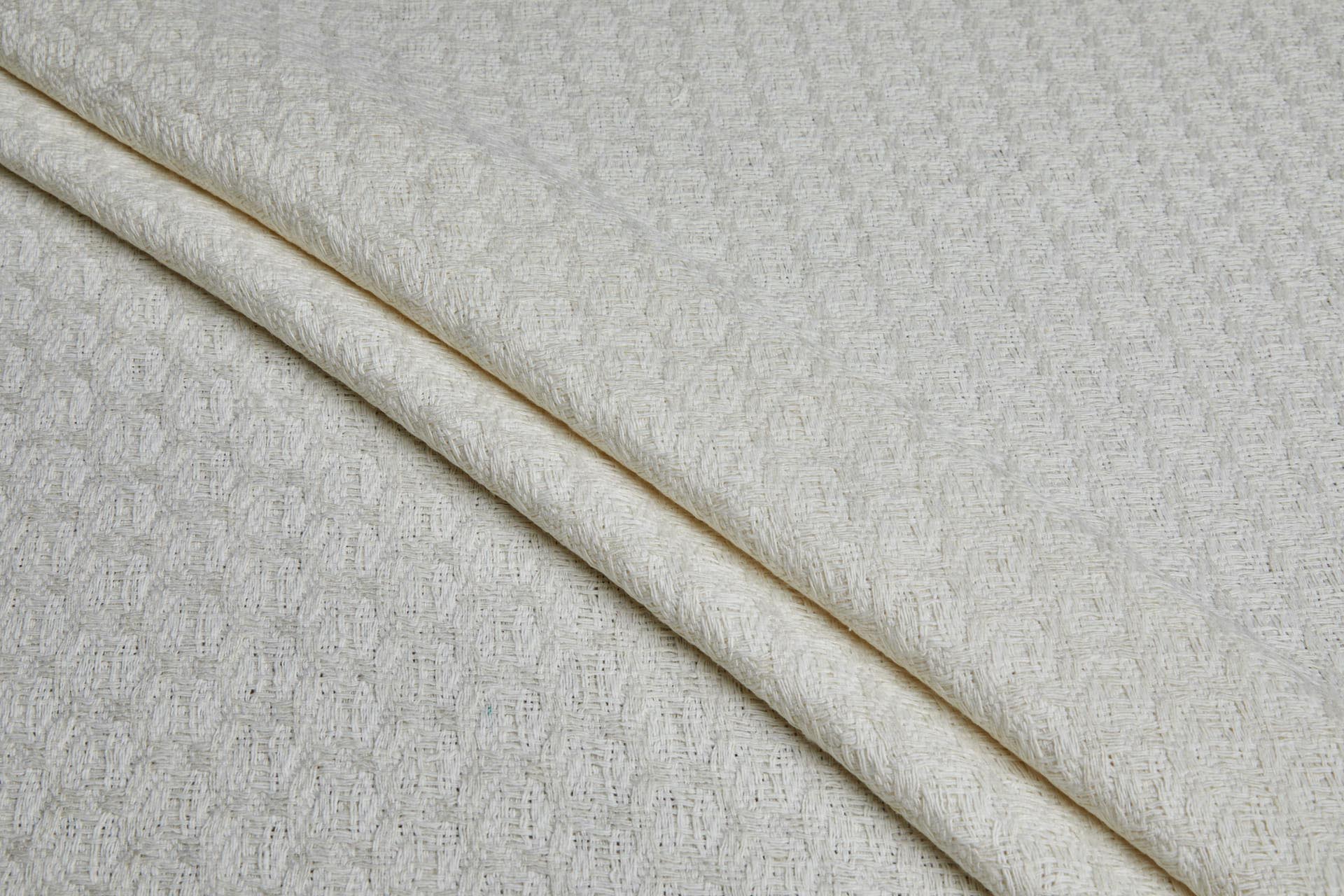Ecru Reversible Hand Woven Silk Cotton Jacquard fabric