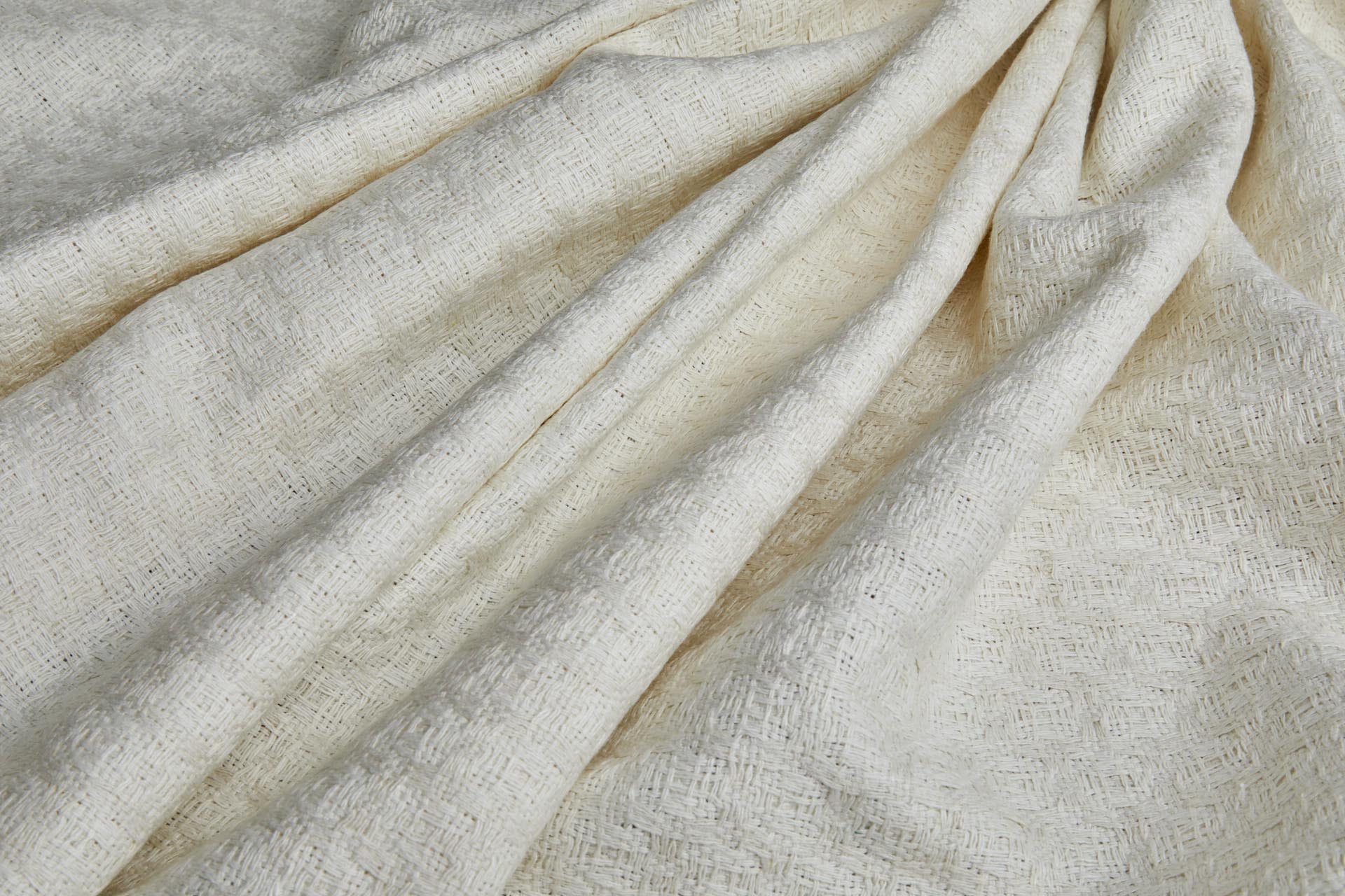 Ecru Reversible Hand Woven Silk Cotton Jacquard fabric, image 8 of 9