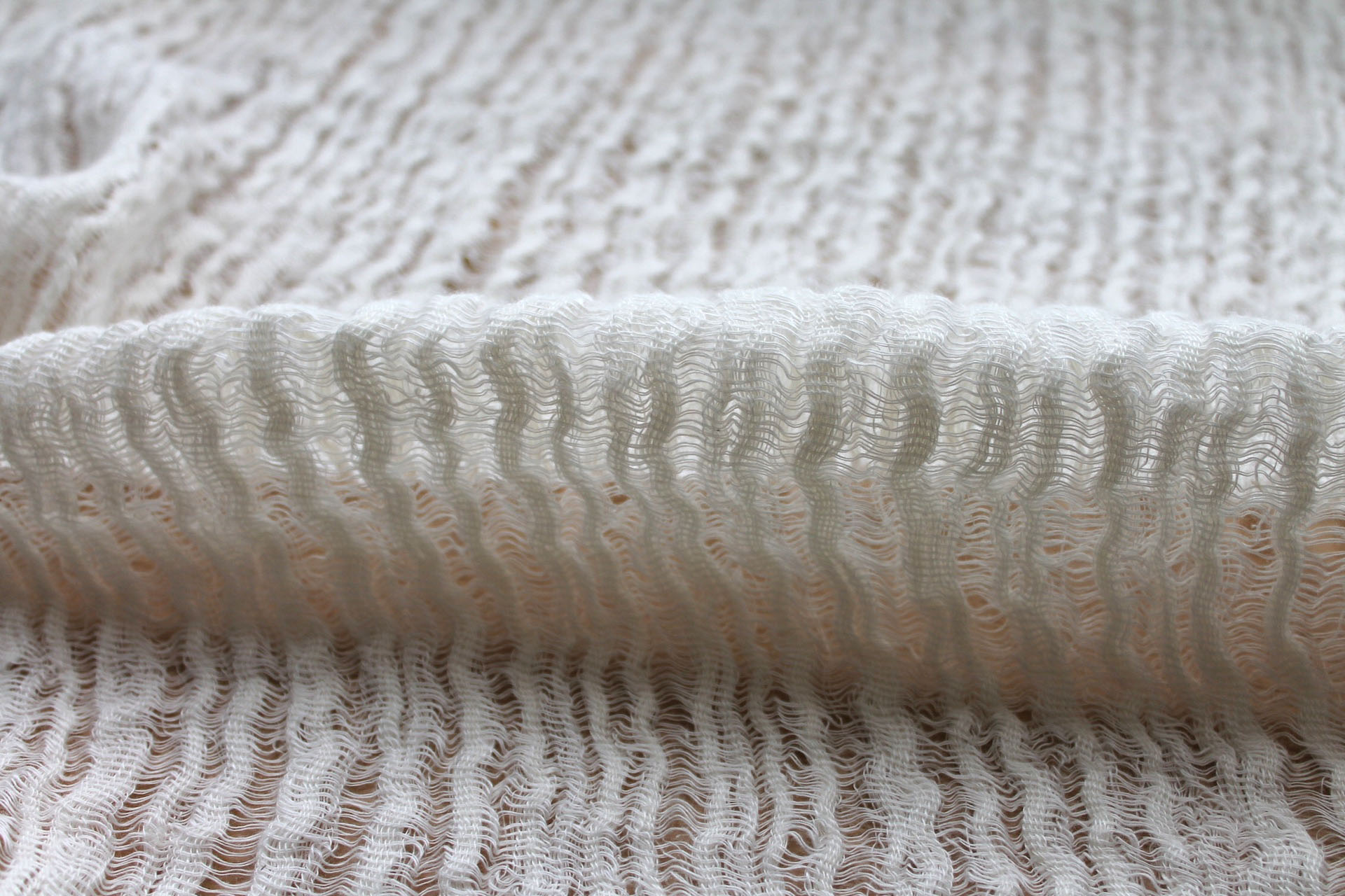 Textured Chunky Sheer Linen - Ivory fabric, image 4 of 6