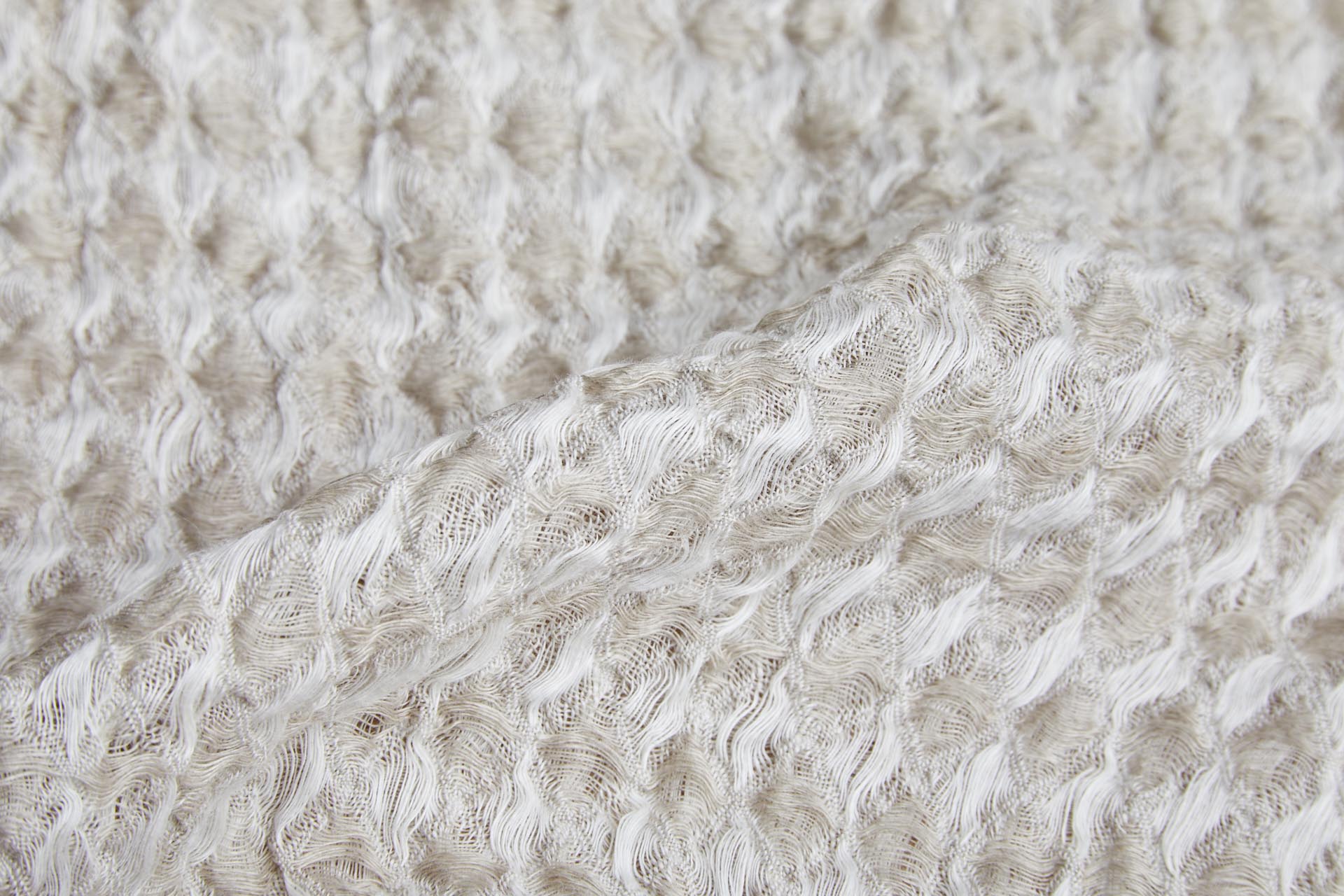 Double Waffle Weave Linen - Natural and Off White fabric